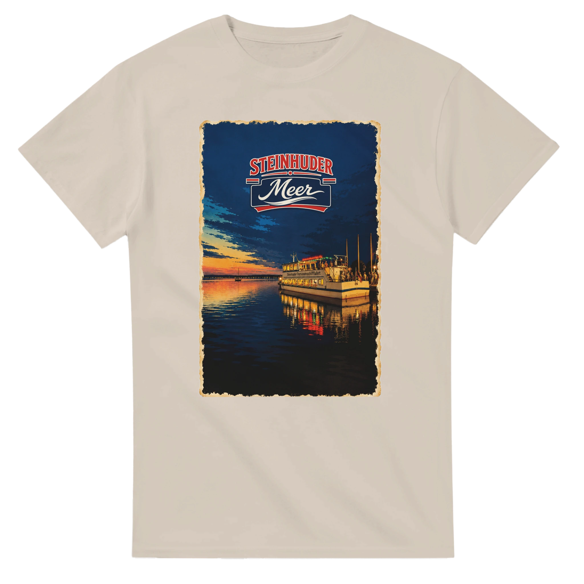 T-Shirt in Weiß mit Motiv „MS Steinhude Abendstimmung“