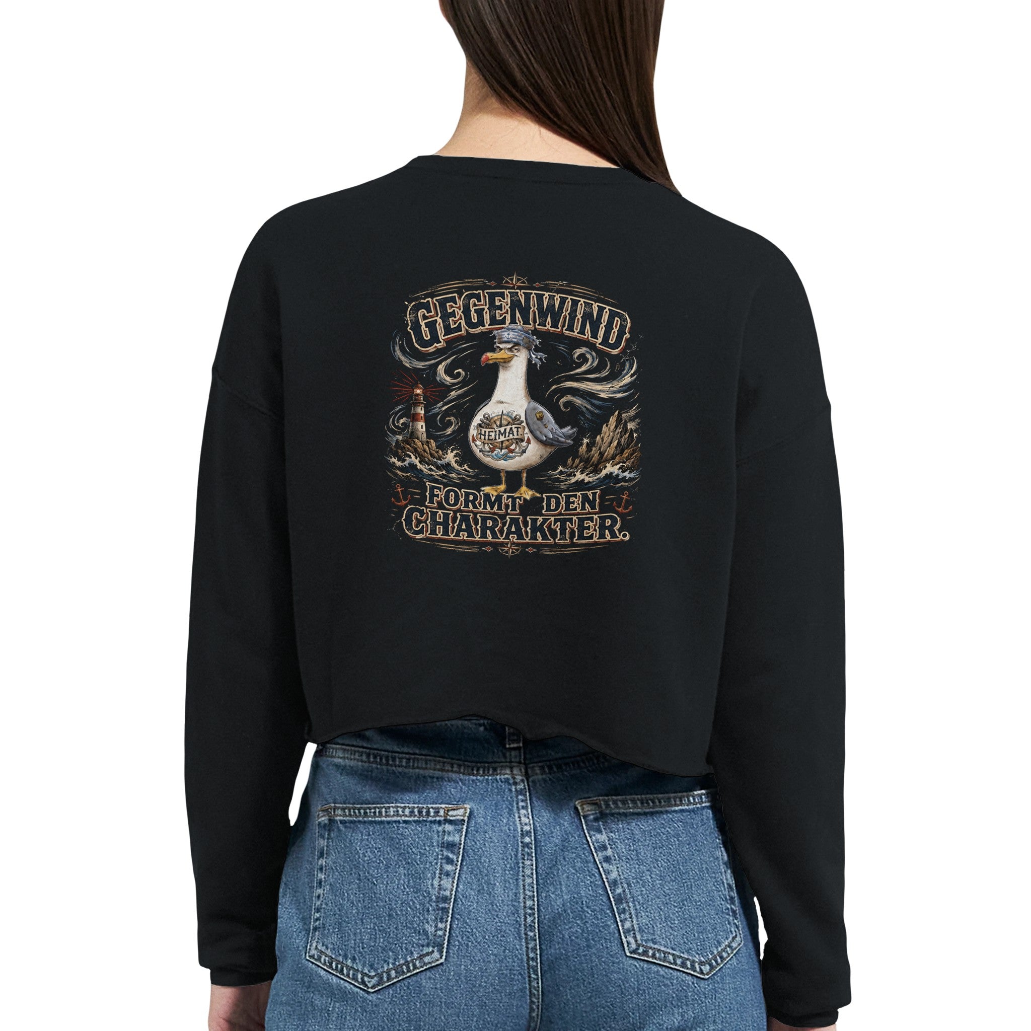 Damen-Pullover in Mauve mit Motiv „Gegenwind formt den Charakter“