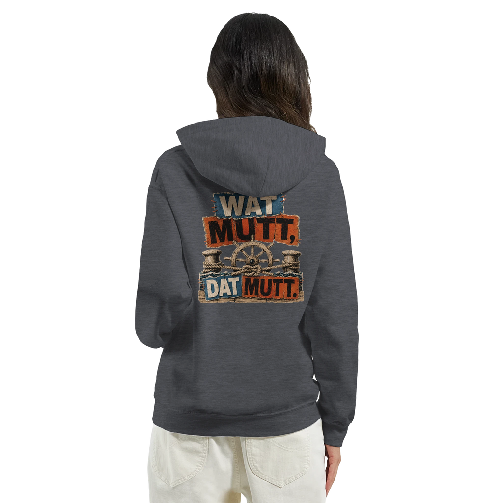Hoodie in Sand mit Motiv „Wat Mutt, Dat Mutt.“