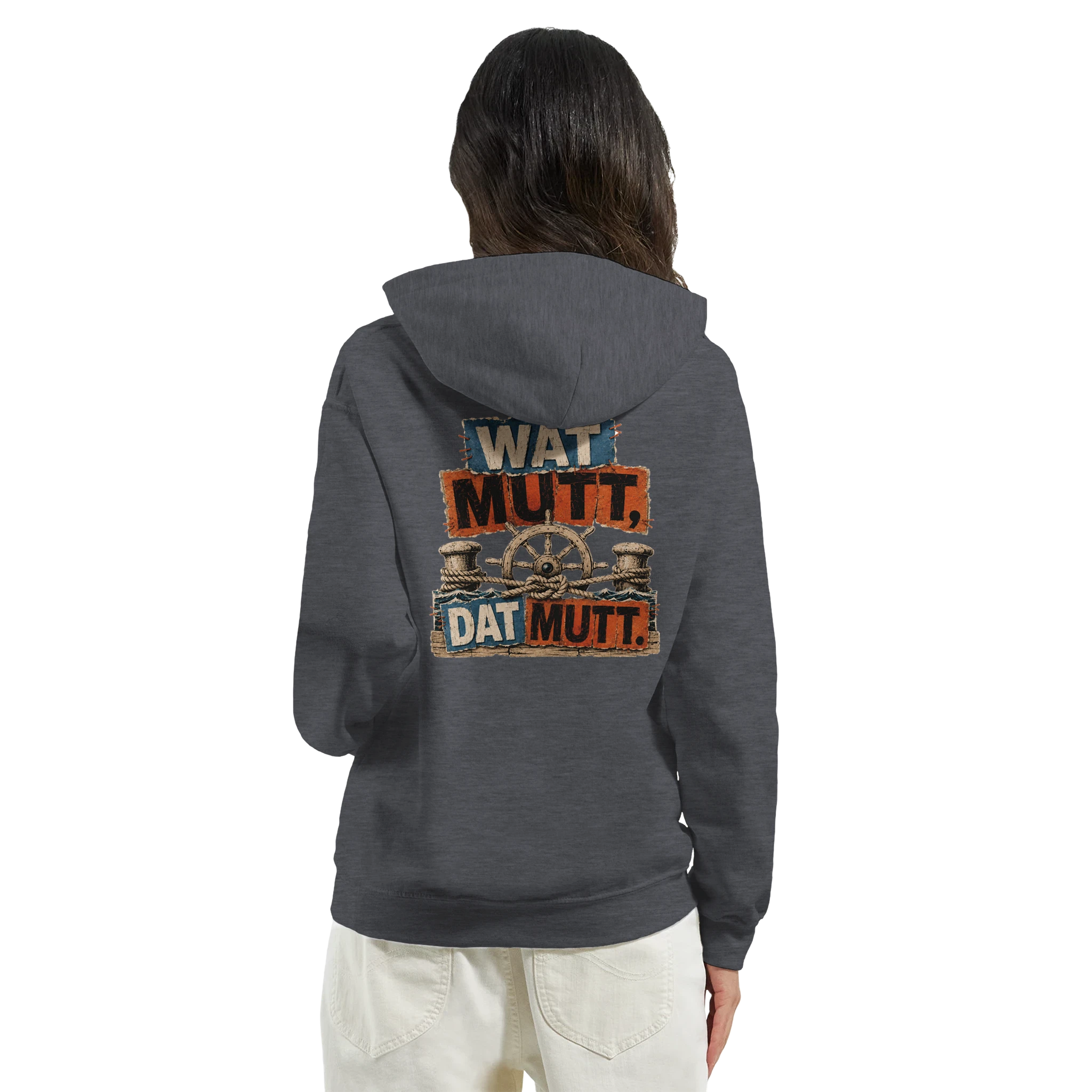 Hoodie in Sand mit Motiv „Wat Mutt, Dat Mutt.“