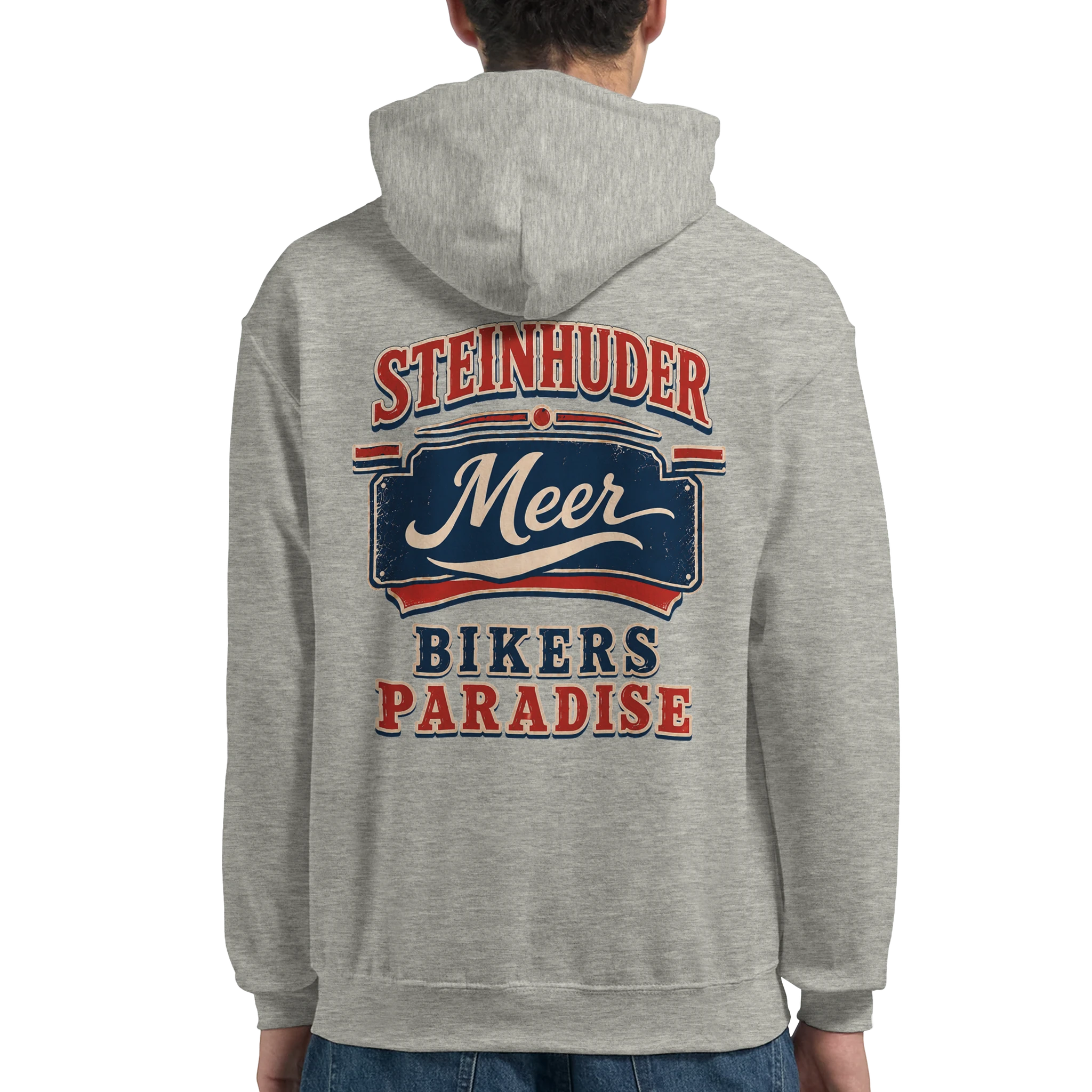 Hoodie in Aschgrau mit Motiv „Bikers Paradise“