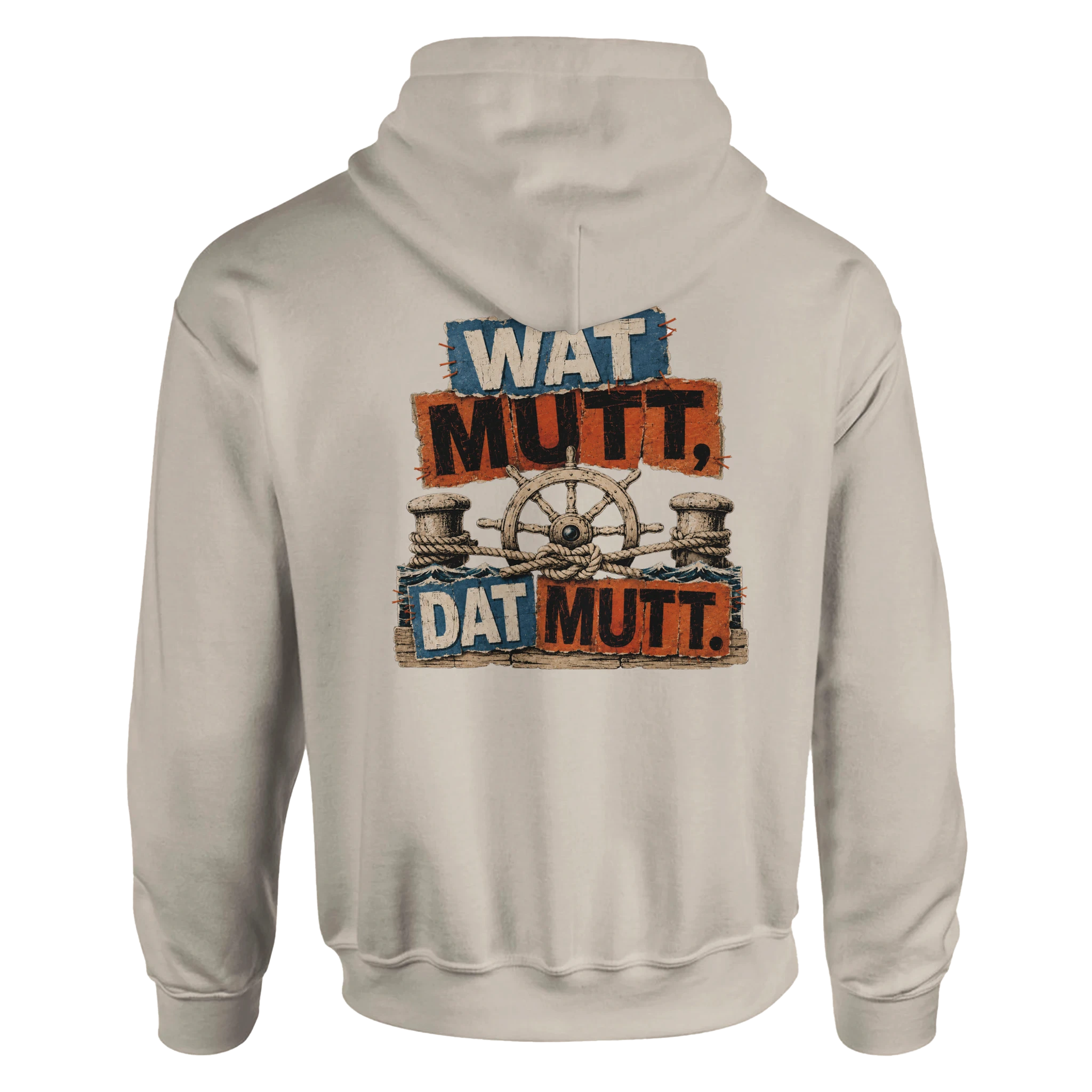 Hoodie in Weiß mit Motiv „Wat Mutt, Dat Mutt.“