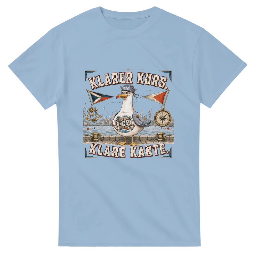 T-Shirt in Natur mit Motiv „Klarer Kurs. Klare Kante. Möwe“