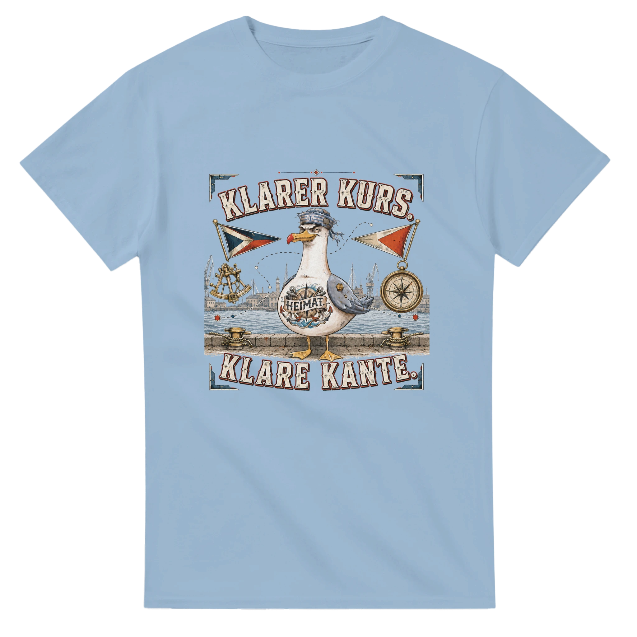 T-Shirt in Natur mit Motiv „Klarer Kurs. Klare Kante. Möwe“