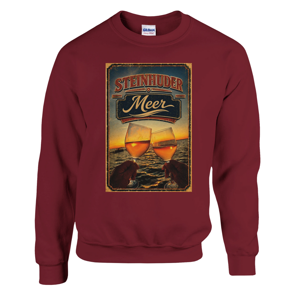 Pullover in Weiß mit Motiv „Stößchen bei Sunset“