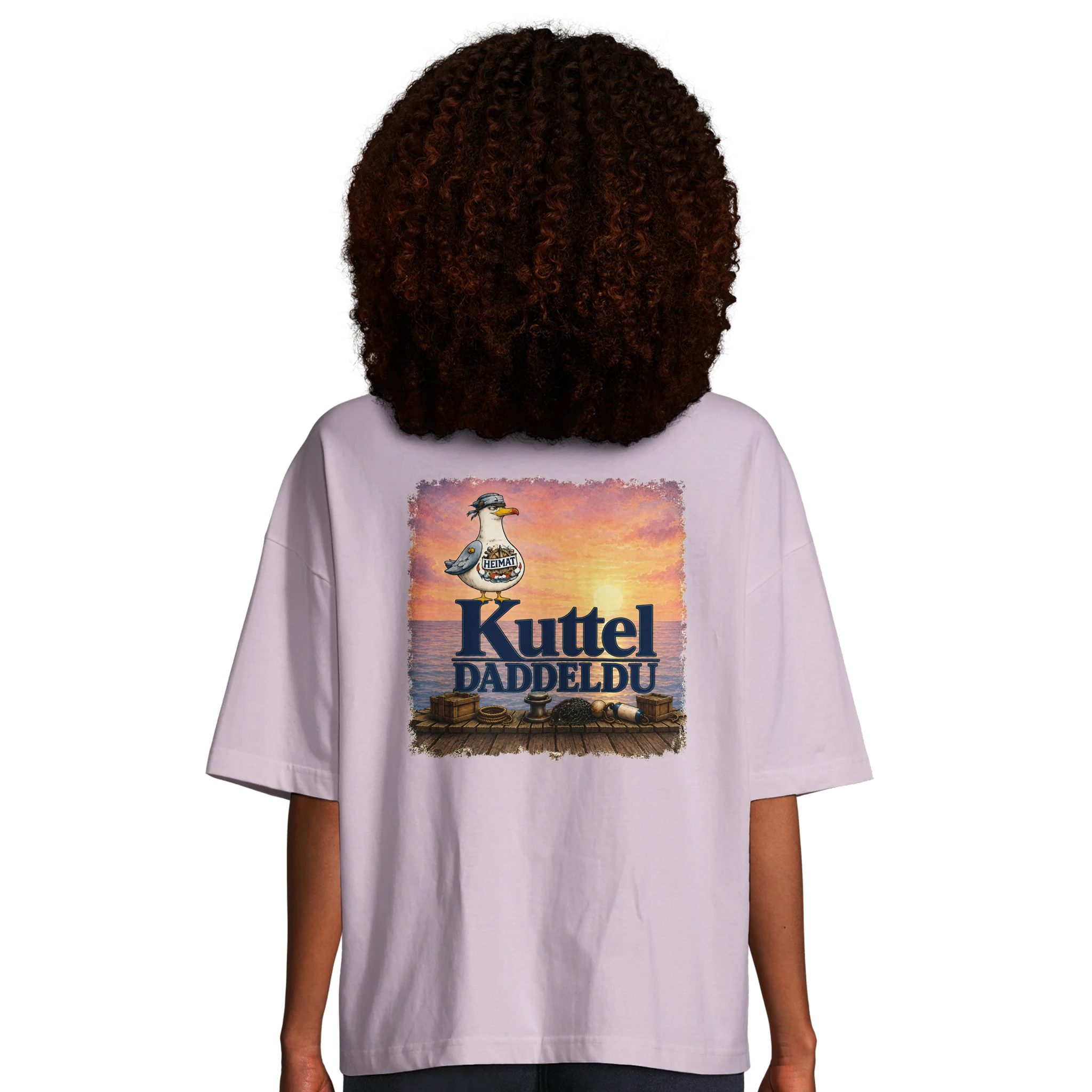 Damen-T-Shirt in Hellgelb mit Motiv „Kuttel Daddeldu“