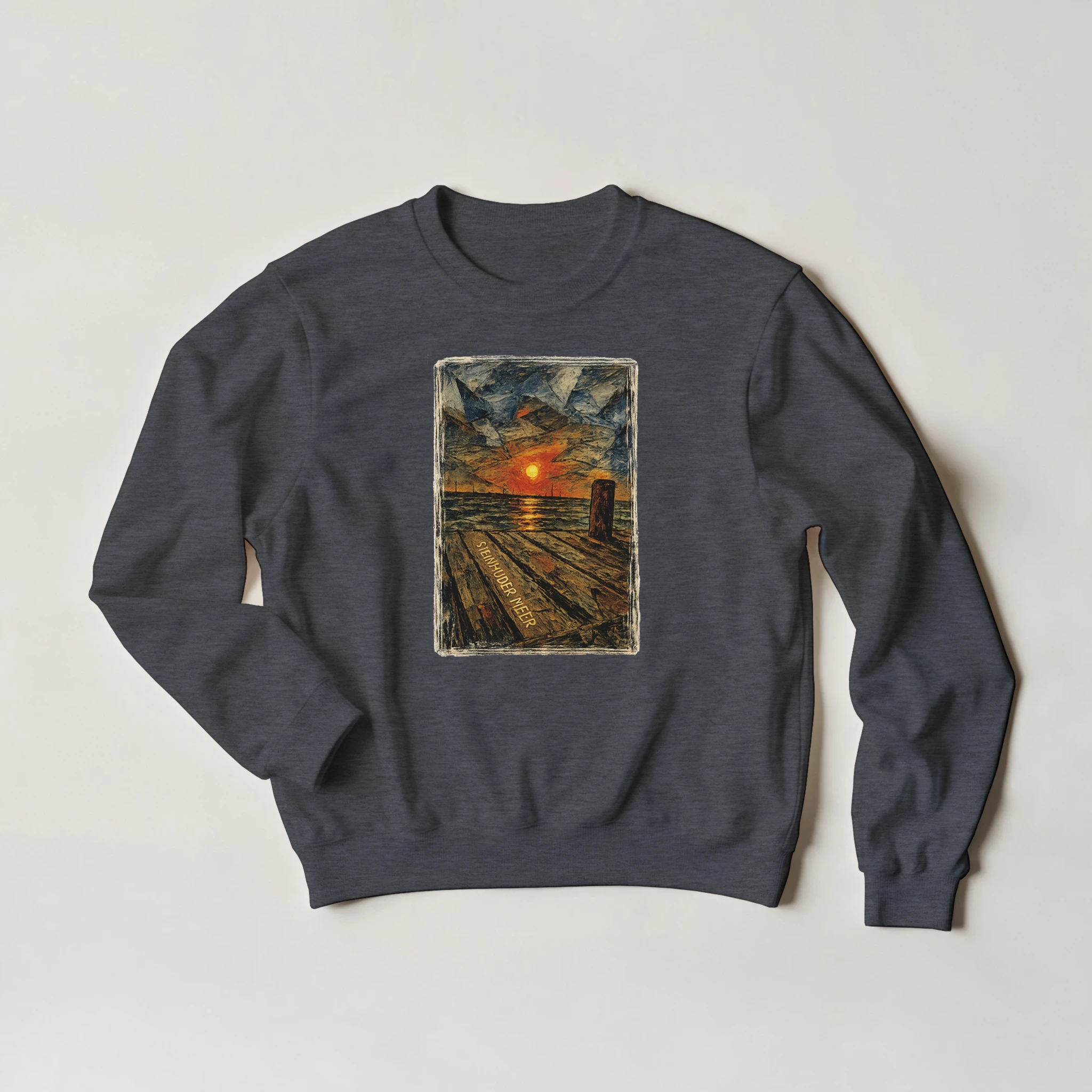 Pullover in Sand mit Motiv „Steinhuder Meer Kunst“