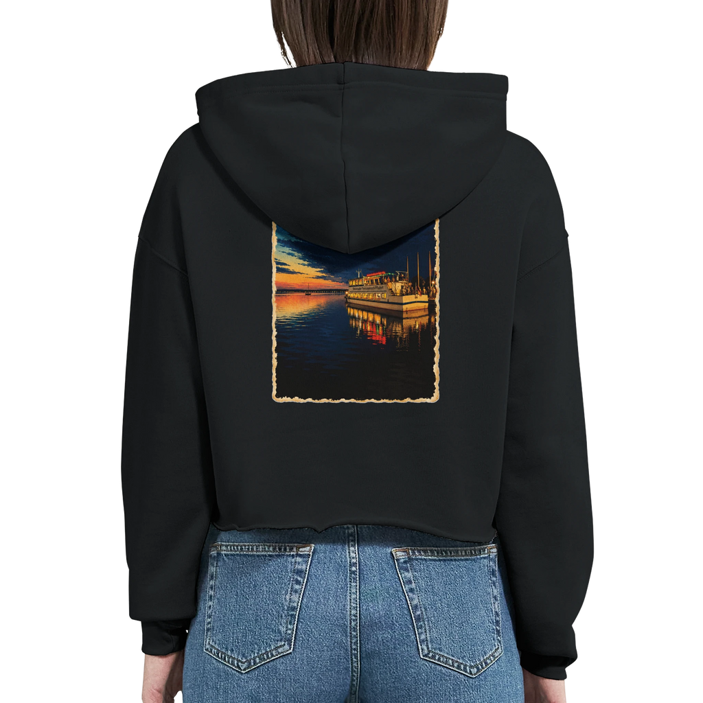 Damen-Hoodie in Pfirsich mit Motiv „MS Steinhude Abendstimmung“
