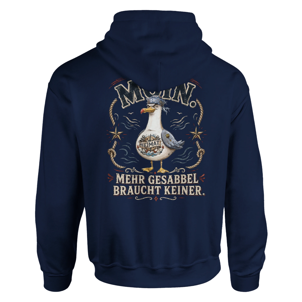 Hoodie in Weiß mit Motiv „Mehr Gesabbel braucht keiner“