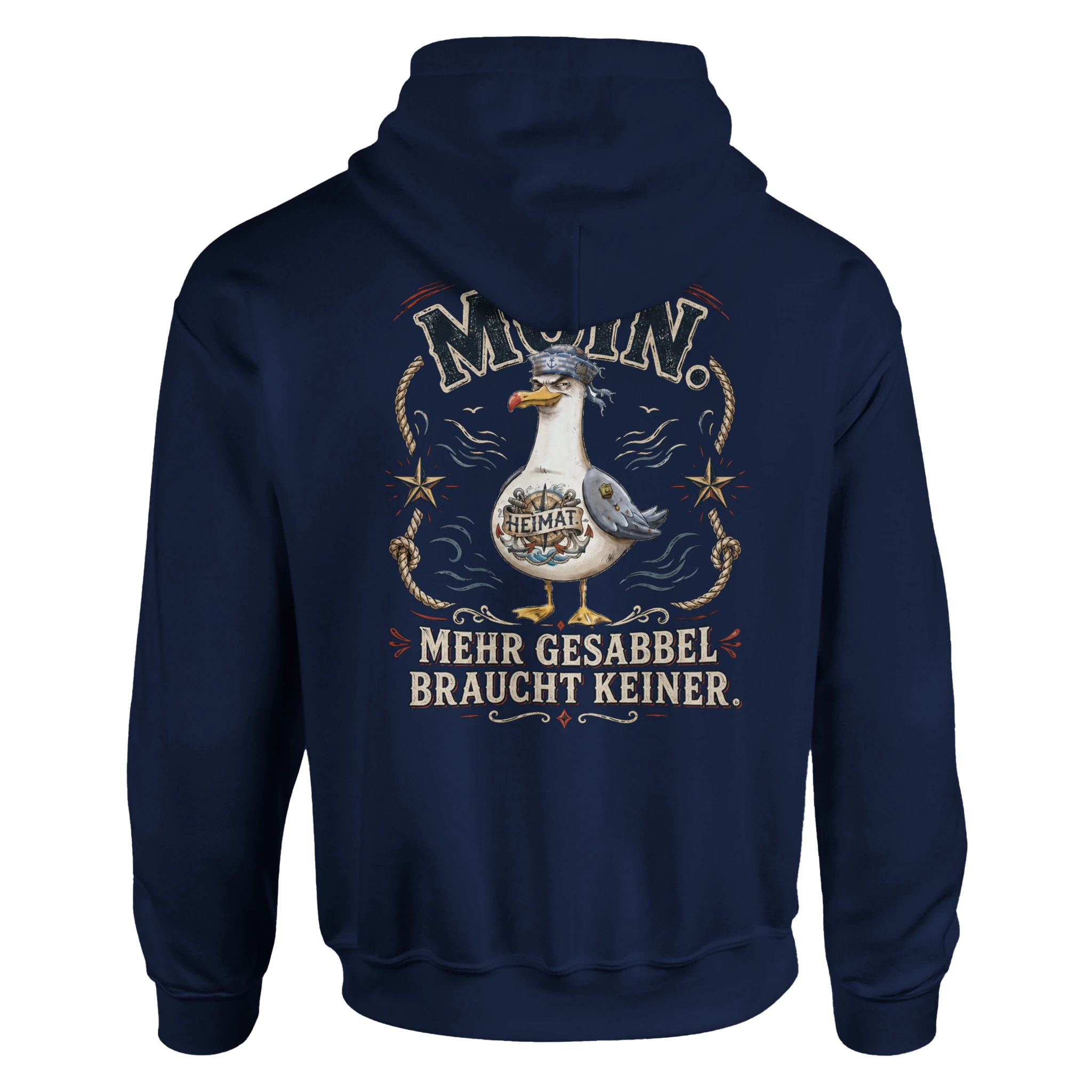 Hoodie in Weiß mit Motiv „Mehr Gesabbel braucht keiner“