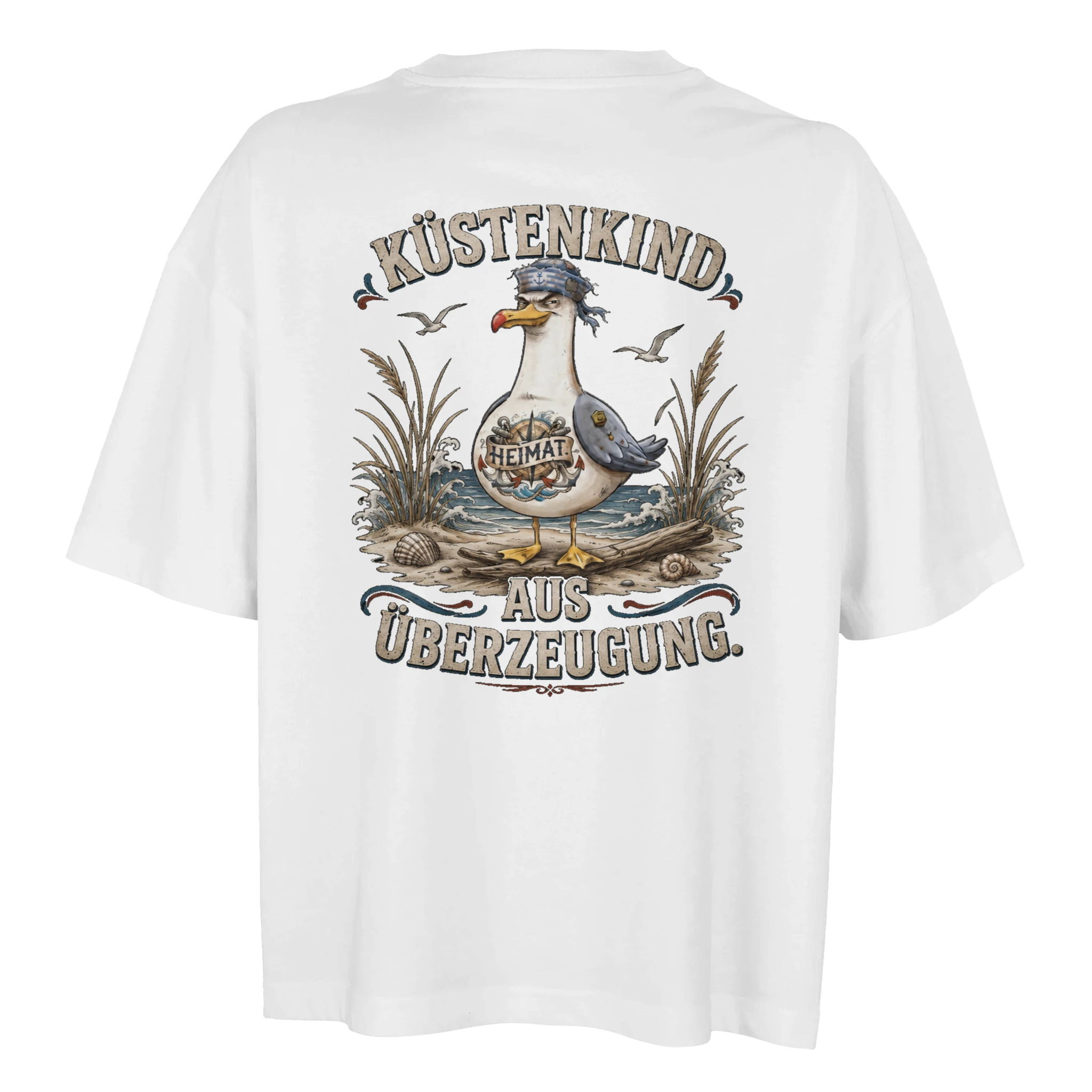 Damen-T-Shirt in Weiß mit Motiv „Küstenkind“