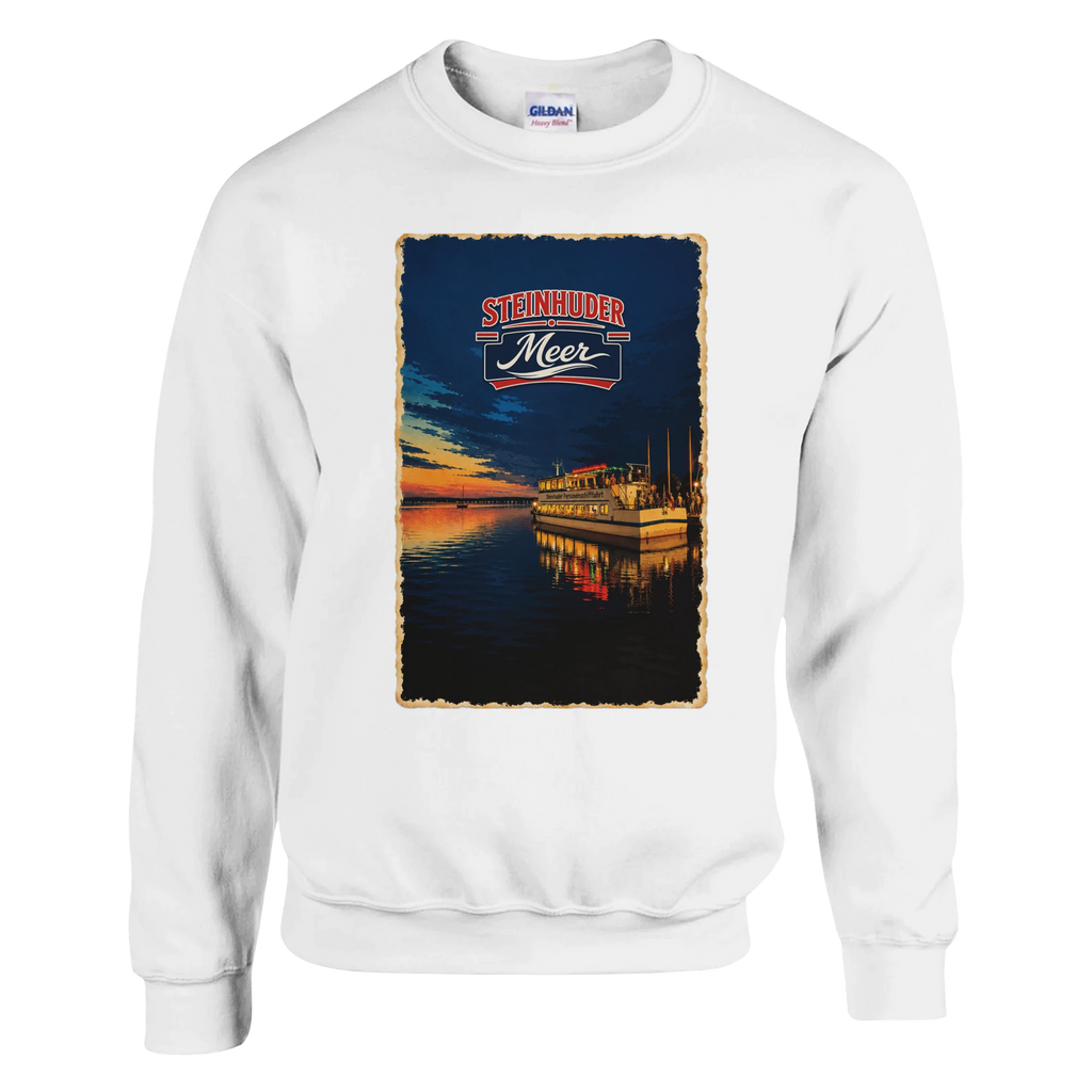 Pullover in Weiß mit Motiv „MS Steinhude Abendstimmung“