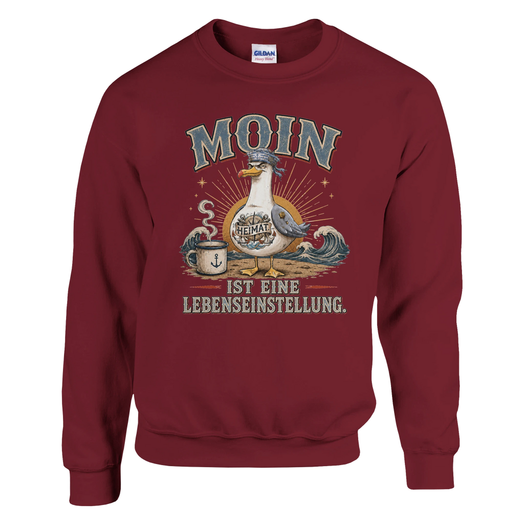 Pullover in Hellrosa mit Motiv „Moin ist eine Lebenseinstellung Möwe“
