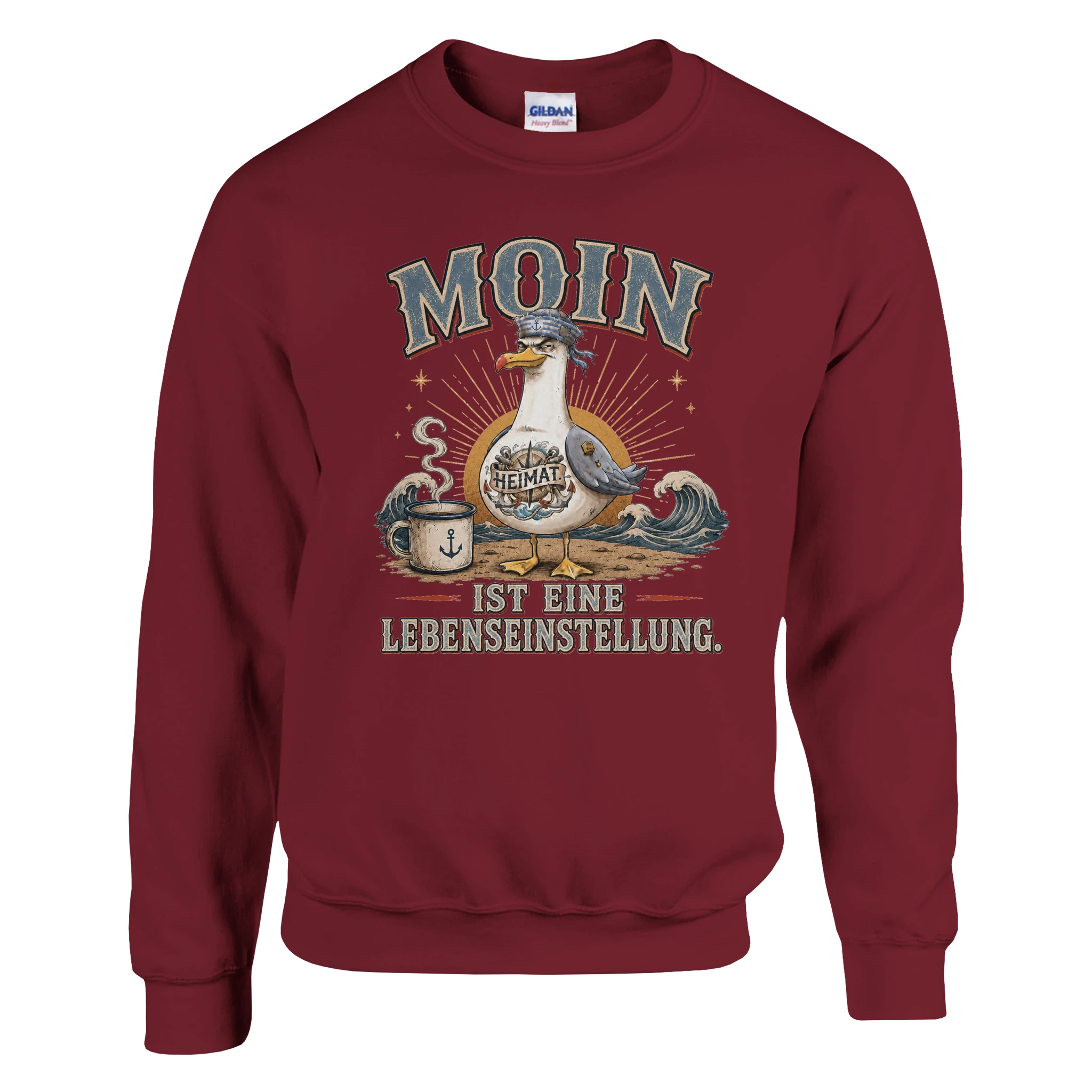 Pullover in Hellrosa mit Motiv „Moin ist eine Lebenseinstellung Möwe“