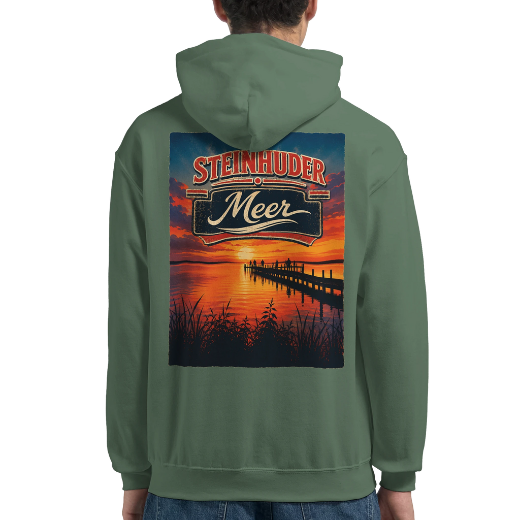 Hoodie in Weiß mit Motiv „Sunset Ratskeller Steg - Steinhuder Meer“