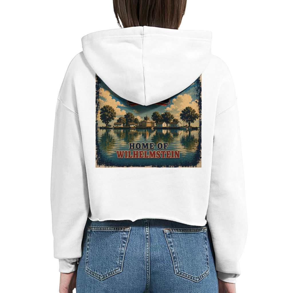 Damen-Hoodie in Pfirsich mit Motiv „Insel Wilhelmstein“