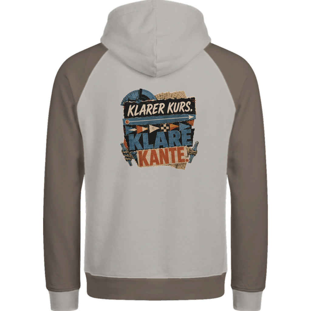 Hoodie in Ton mit Motiv „Klarer Kurs. Klare Kante.“