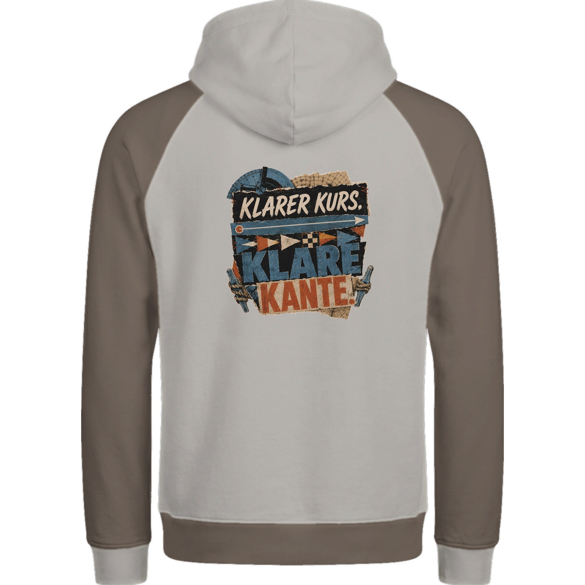 Hoodie in Ton mit Motiv „Klarer Kurs. Klare Kante.“