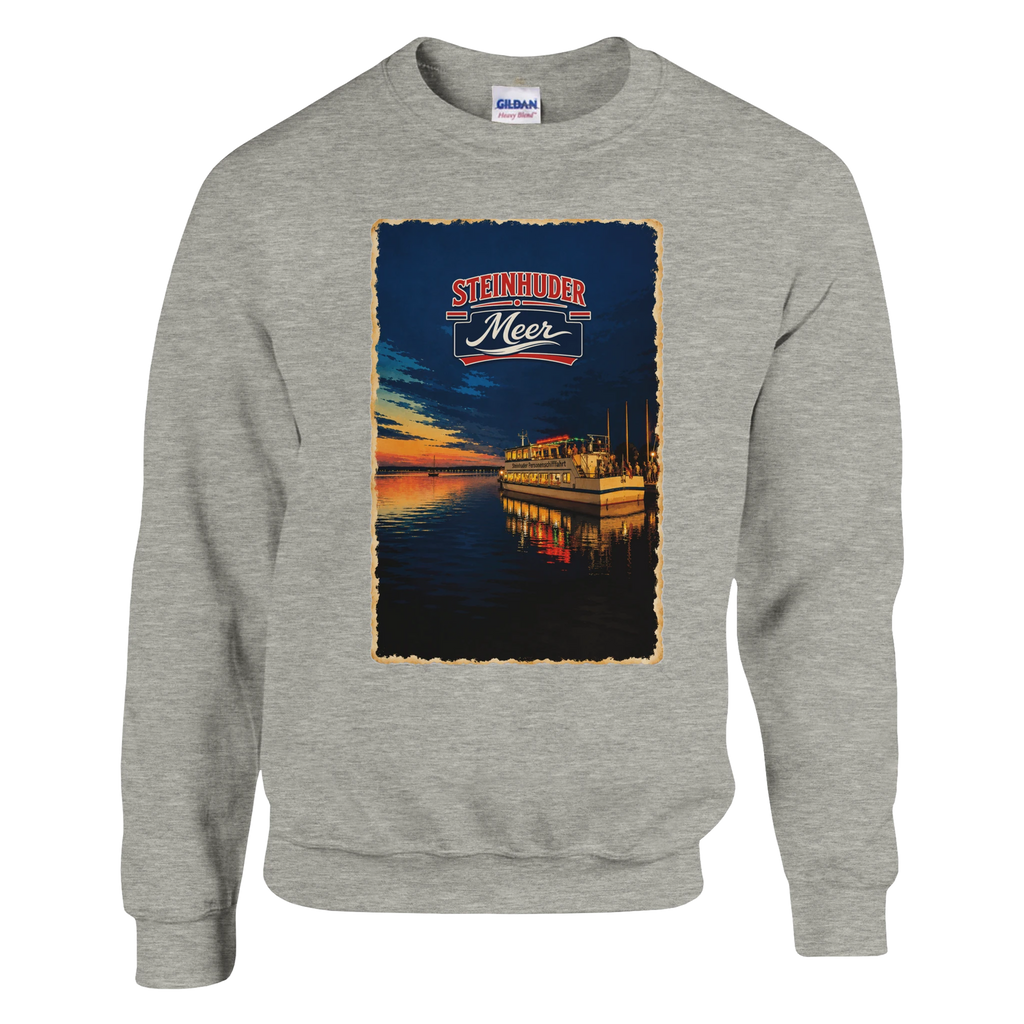 Pullover in Weiß mit Motiv „MS Steinhude Abendstimmung“