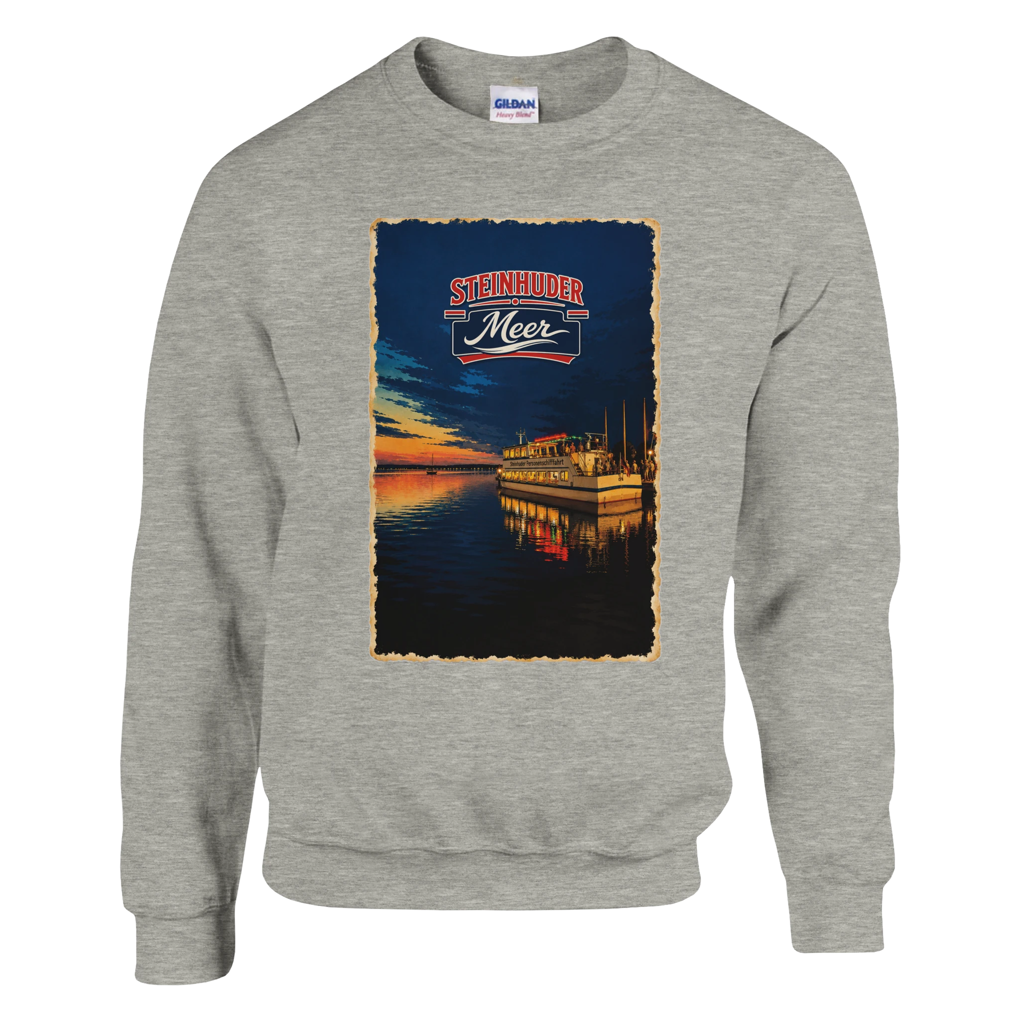 Pullover in Weiß mit Motiv „MS Steinhude Abendstimmung“