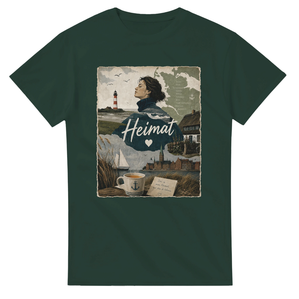 T-Shirt in Weiß mit Motiv „Heimat mit Herz“