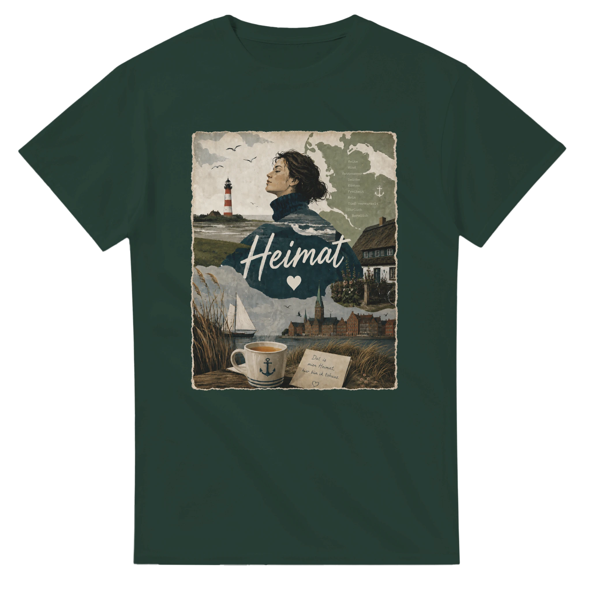 T-Shirt in Weiß mit Motiv „Heimat mit Herz“