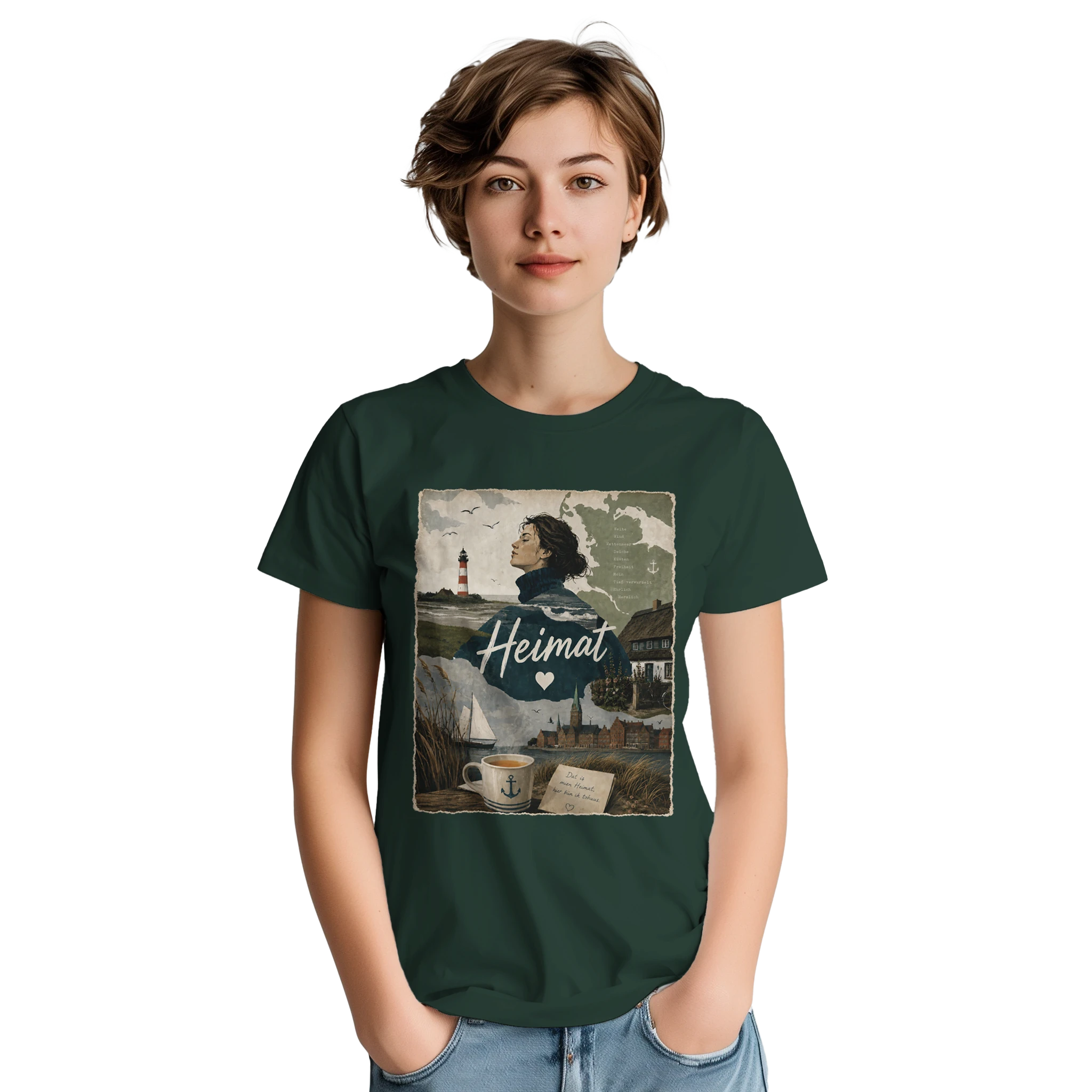 T-Shirt in Sand mit Motiv „Heimat mit Herz“