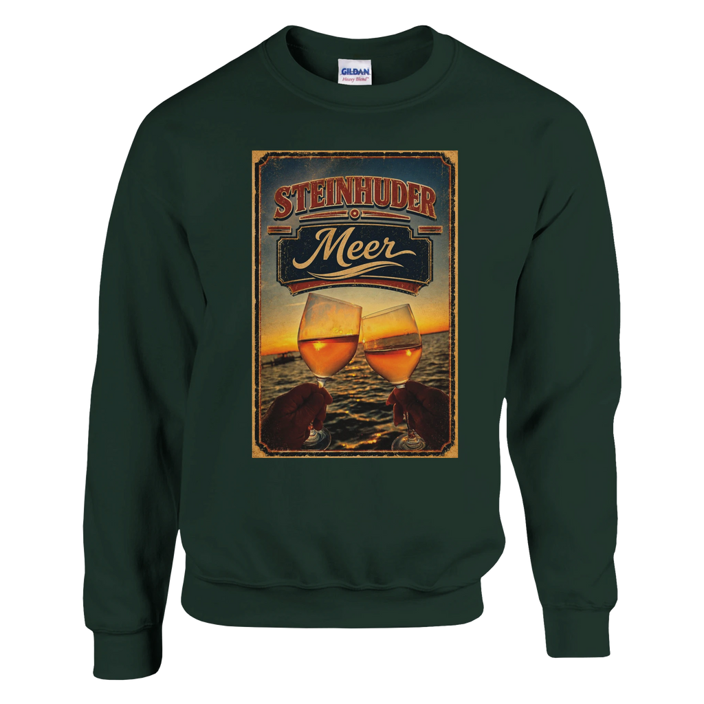 Pullover in Aschgrau mit Motiv „Stößchen bei Sunset“