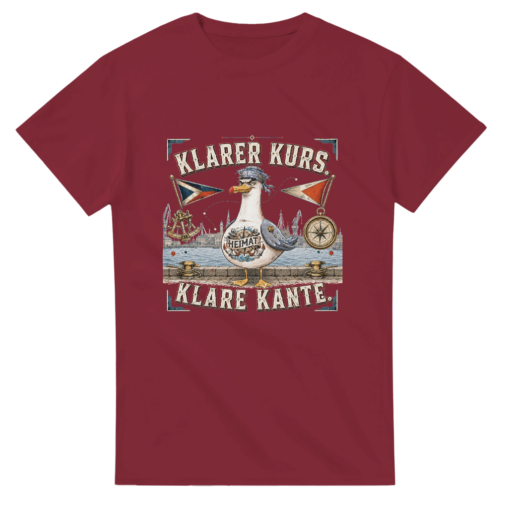 T-Shirt in Weiß mit Motiv „Klarer Kurs. Klare Kante. Möwe“