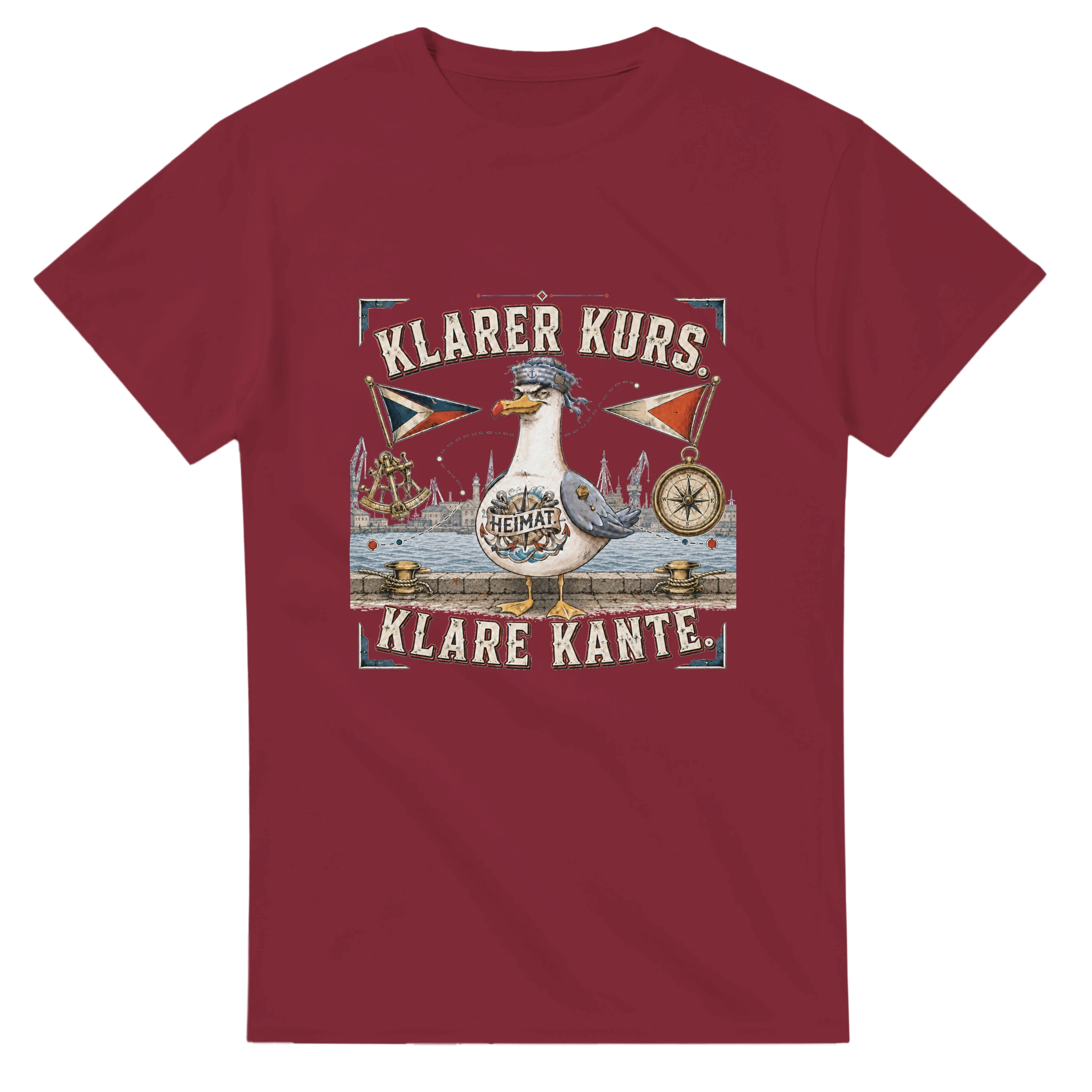 T-Shirt in Weiß mit Motiv „Klarer Kurs. Klare Kante. Möwe“
