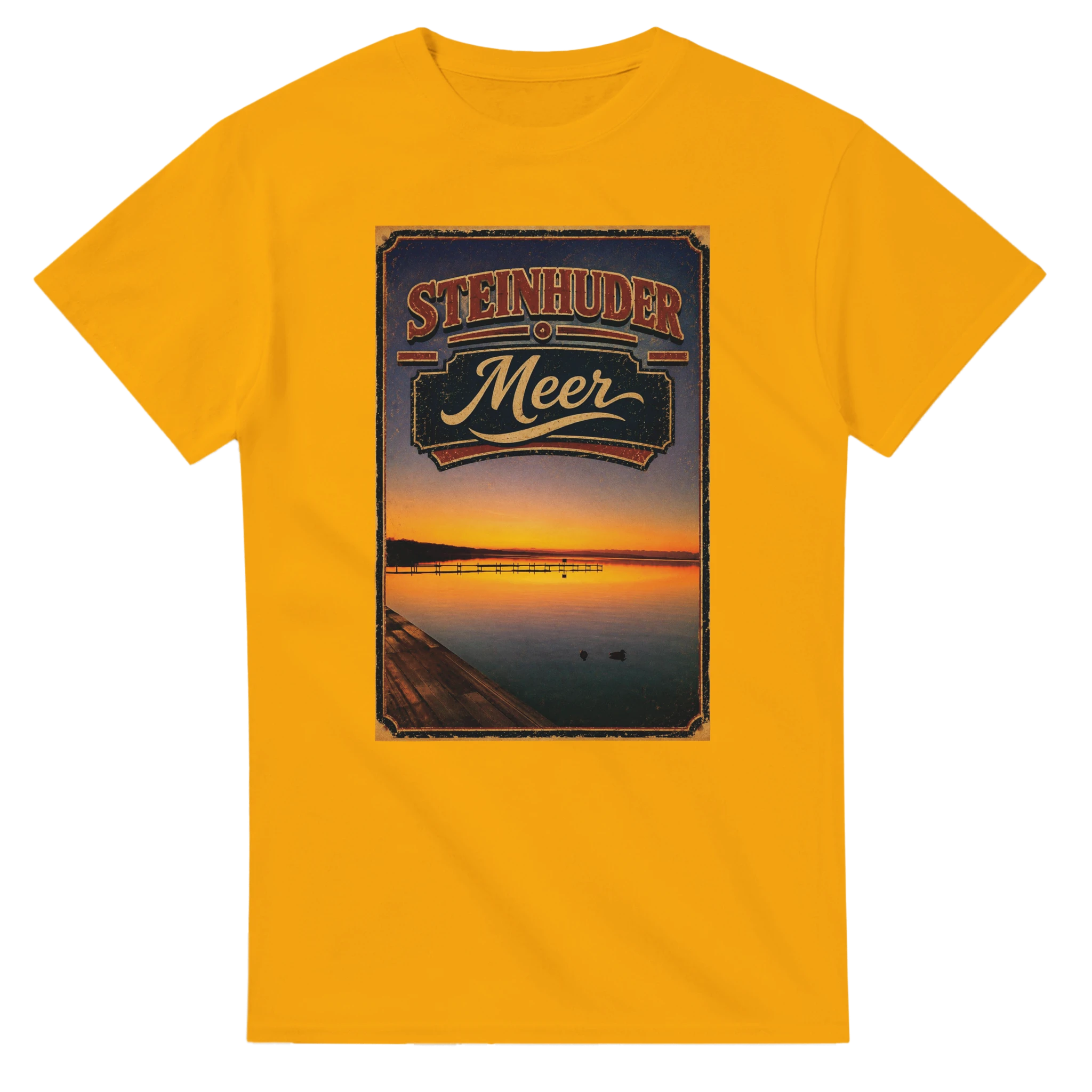 T-Shirt in Weiß mit Motiv „Steg an der Planke“