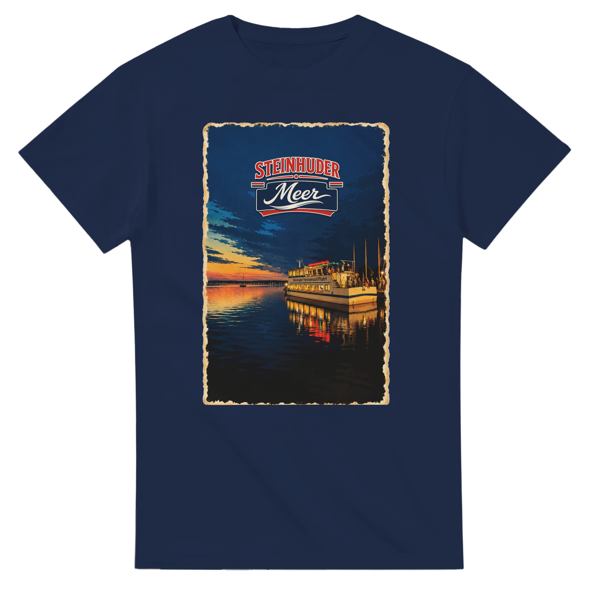T-Shirt in Weiß mit Motiv „MS Steinhude Abendstimmung“