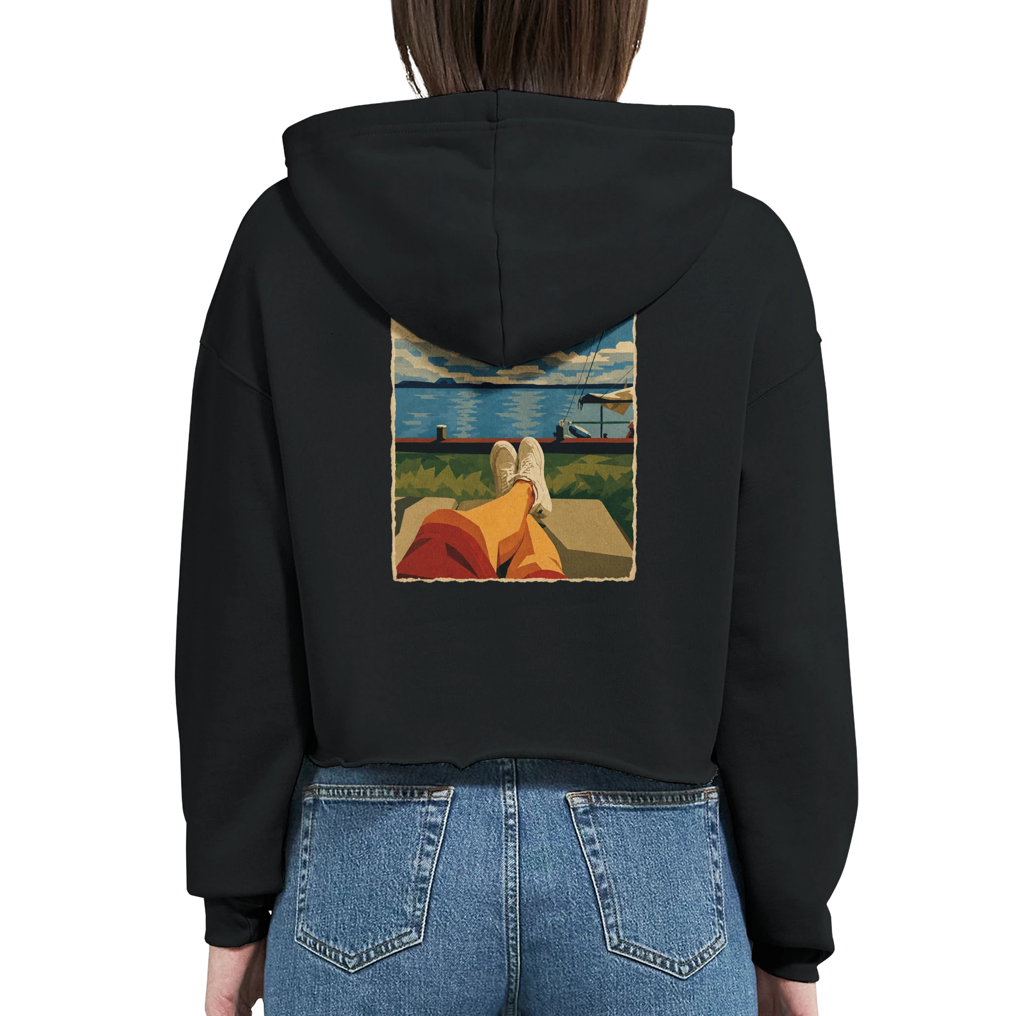 Damen-Hoodie in Weiß mit Motiv „Chillout“