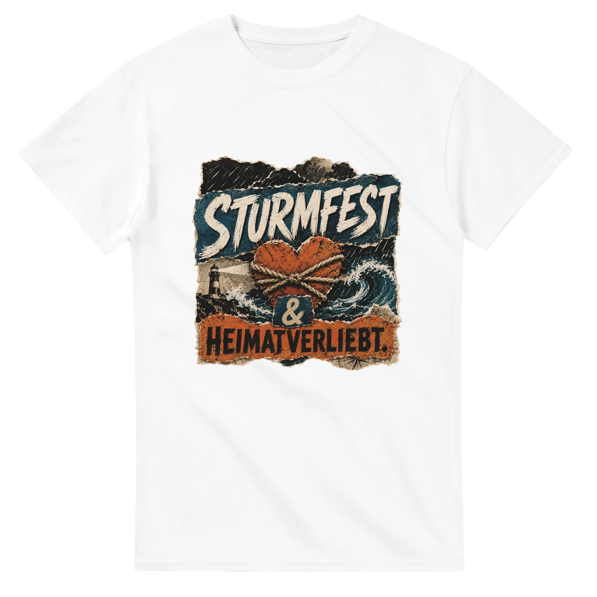 T-Shirt in Weiß mit Motiv „Sturmfest & Heimatverliebt.“