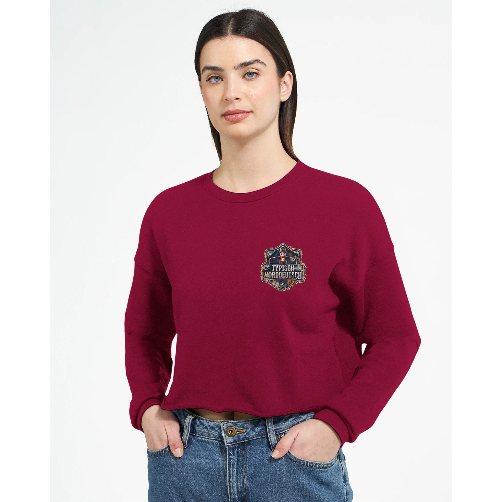 Damen-Pullover in Mauve mit Motiv „Mein Herz schlägt NORDWÄRTS.“