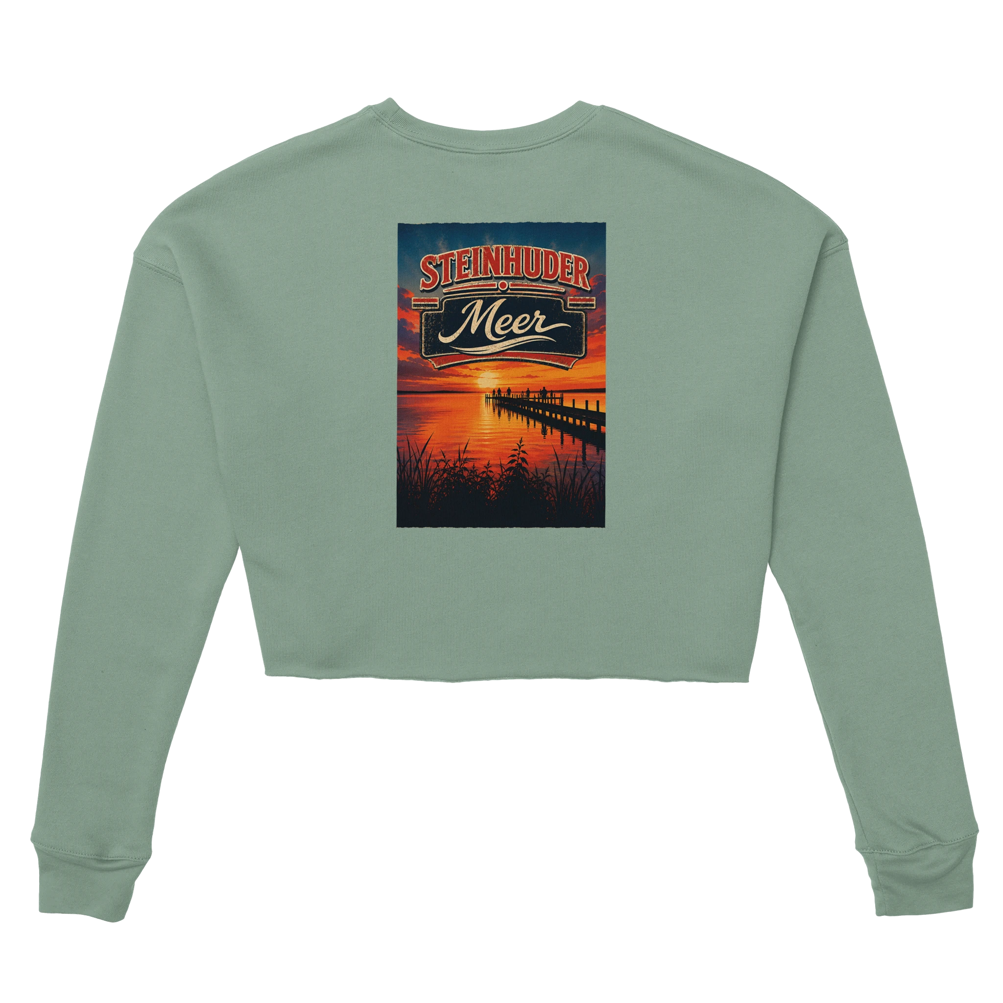 Damen-Pullover in Mauve mit Motiv „Sunset Ratskeller Steg am Steinhuder Meer“