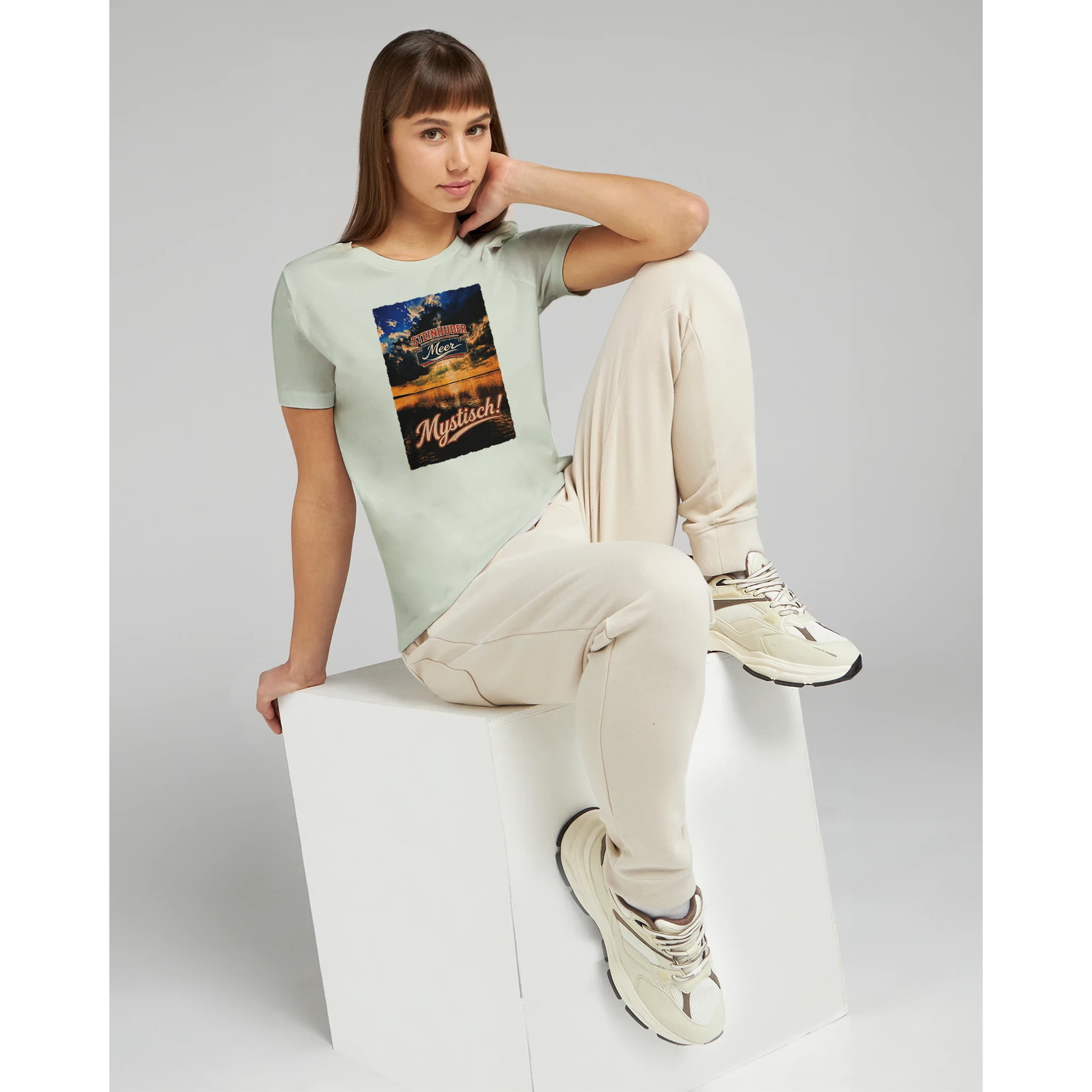 Damen-T-Shirt in Zitronengelb mit Motiv „Mystisch“