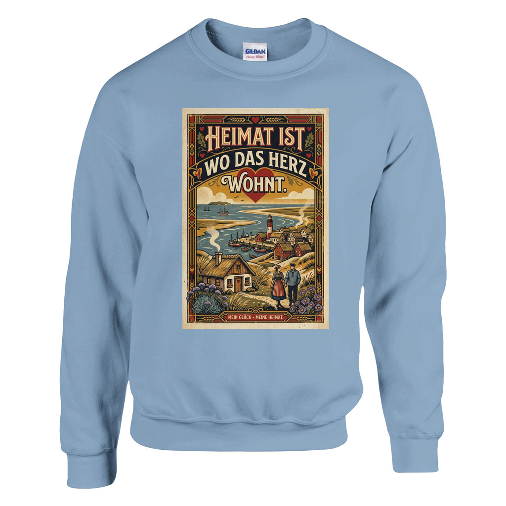 Pullover in Weiß mit Motiv „Heimat ist, wo das Herz wohnt“