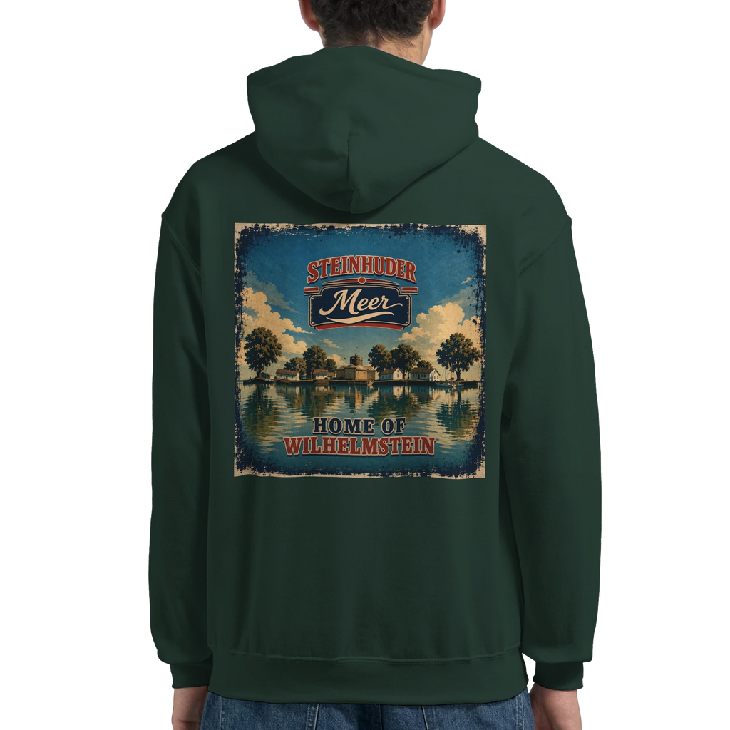 Hoodie in Aschgrau mit Motiv „Insel Wilhelmstein“