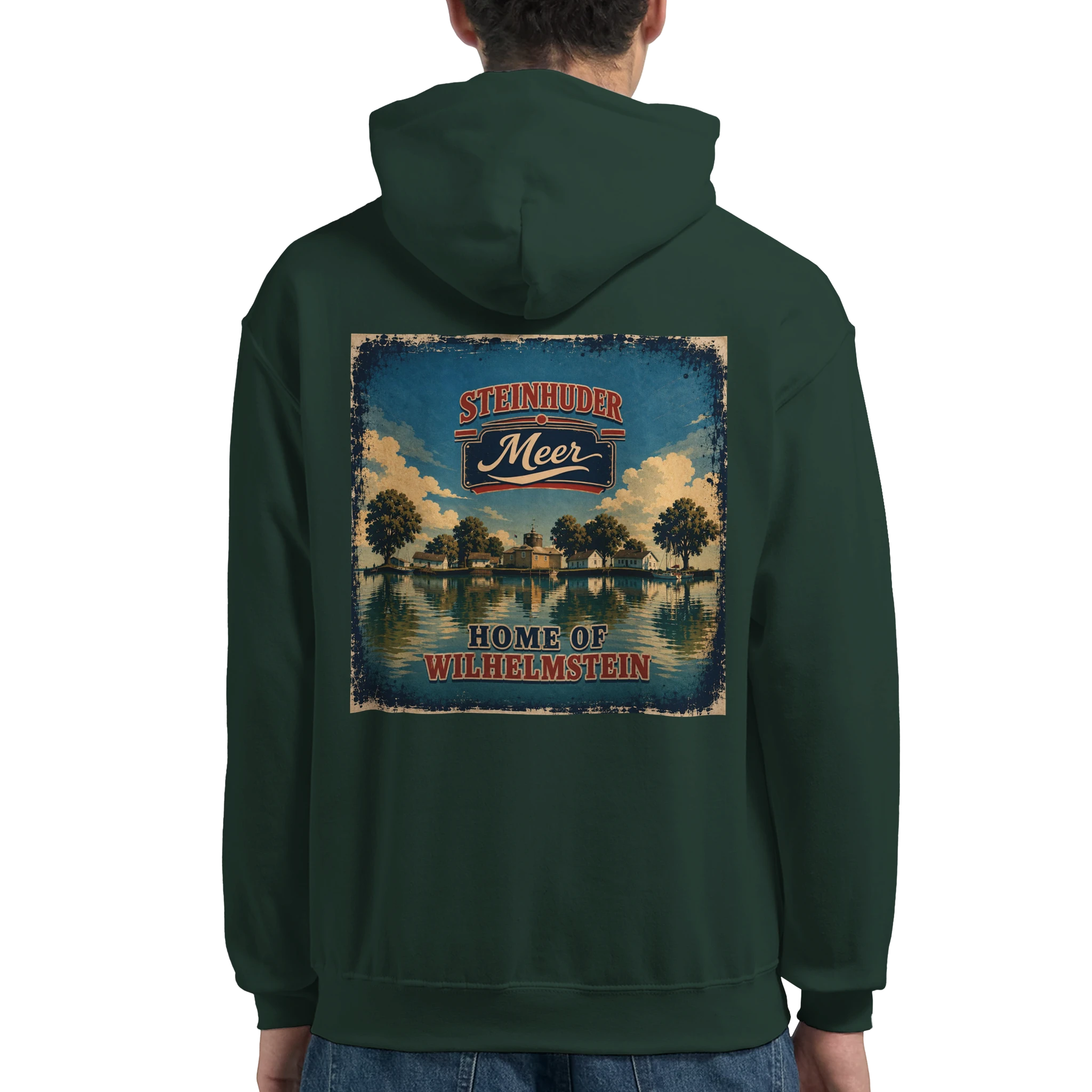 Hoodie in Aschgrau mit Motiv „Insel Wilhelmstein“