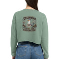 Damen-Pullover in Staubblau mit Motiv „Gegenwind formt den Charakter“