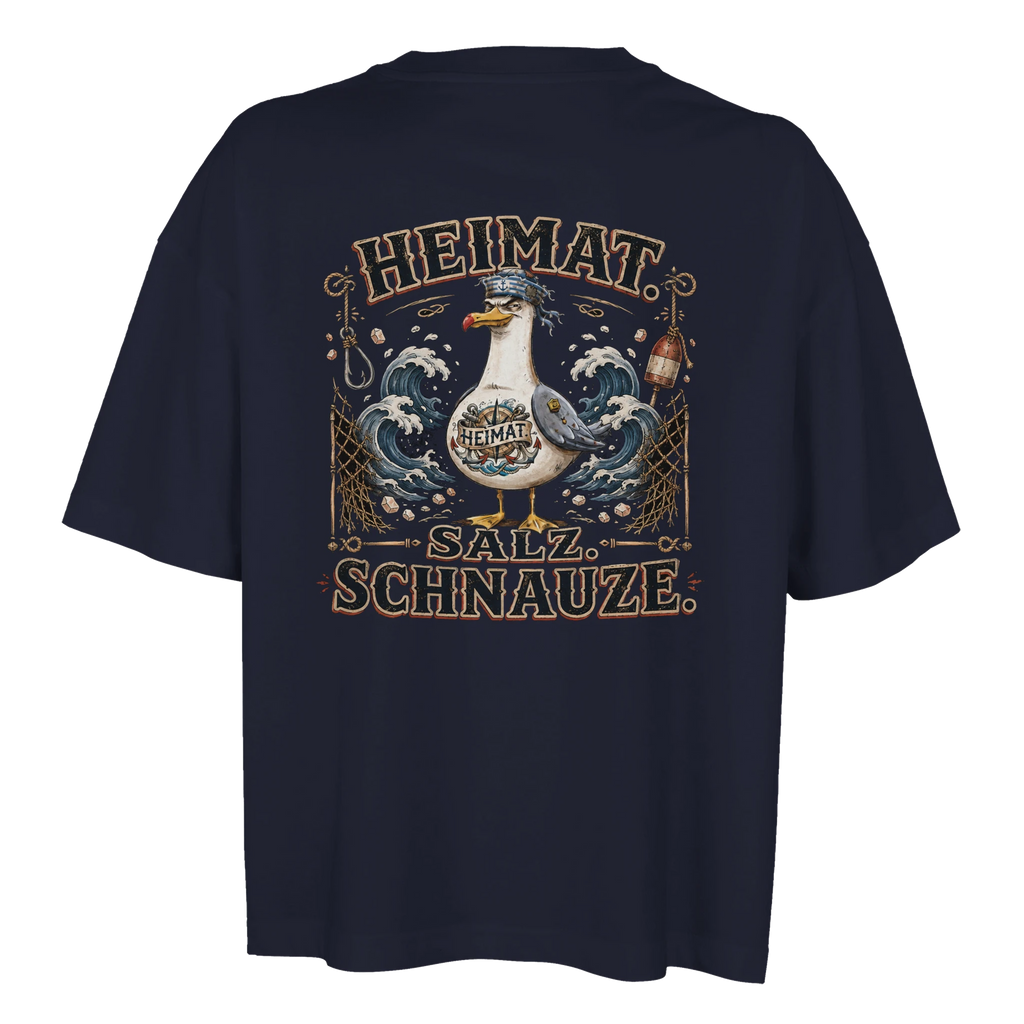 Damen-T-Shirt in Weiß mit Motiv „Heimat Salz Schnauze“