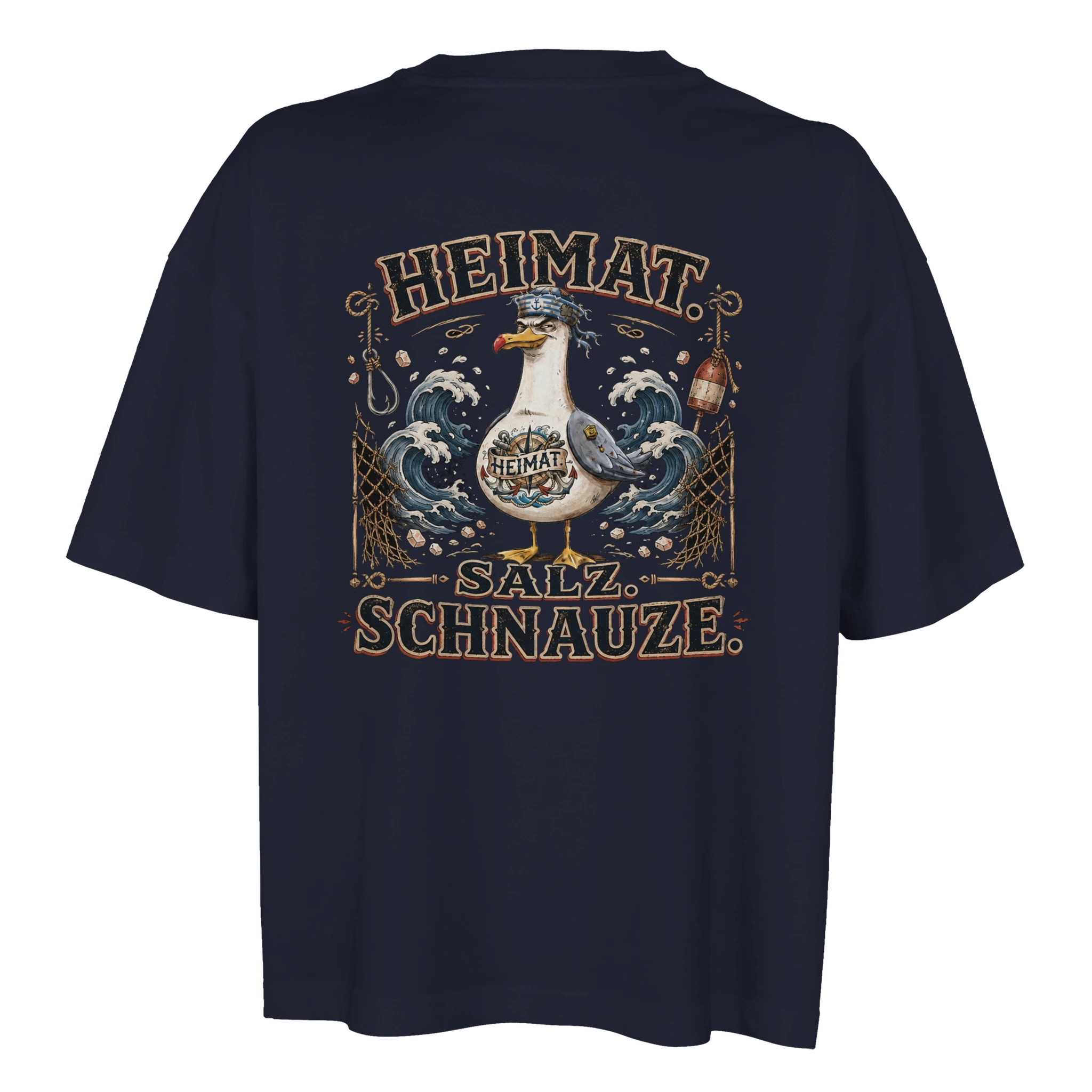 Damen-T-Shirt in Weiß mit Motiv „Heimat Salz Schnauze“