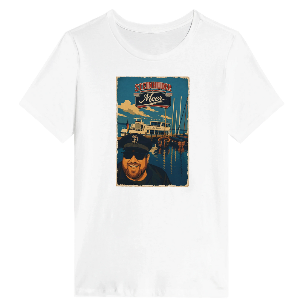 Damen-T-Shirt in Weiß mit Motiv „Kapitän an Bord“