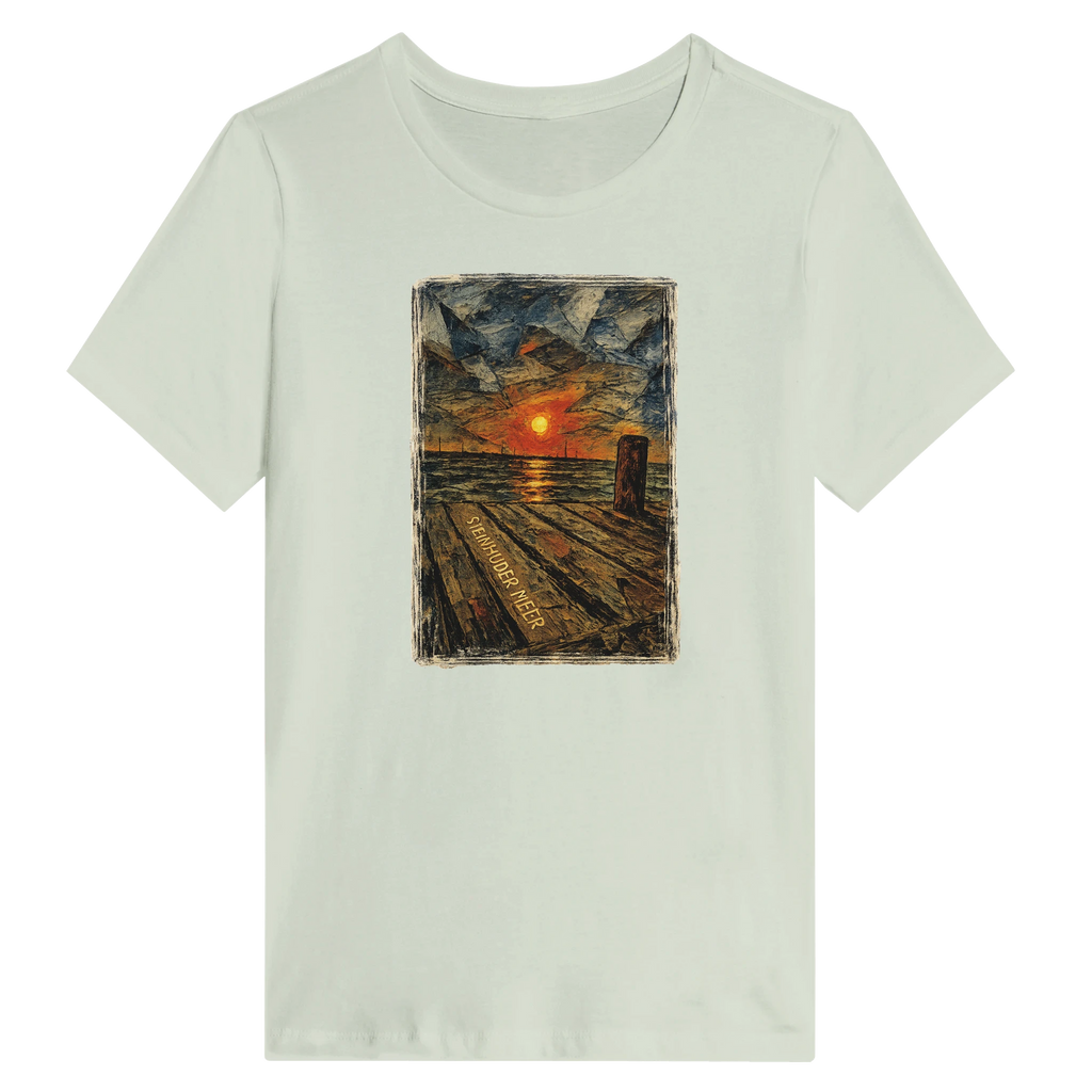 Damen-T-Shirt in Weiß mit Motiv „Steinhuder Meer Kunst“