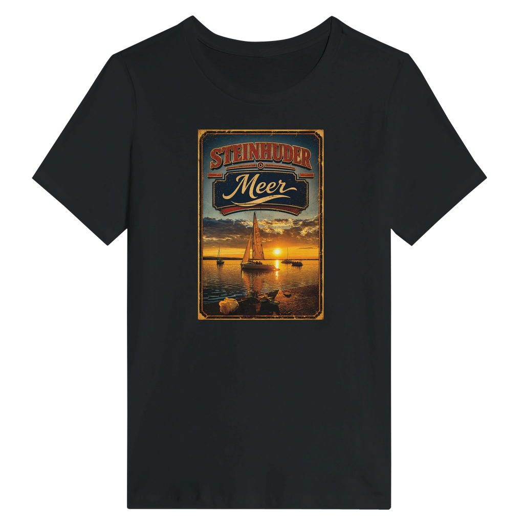 Damen-T-Shirt in Zitronengelb mit Motiv „White Night am Wilhelmstein mit Sunset“