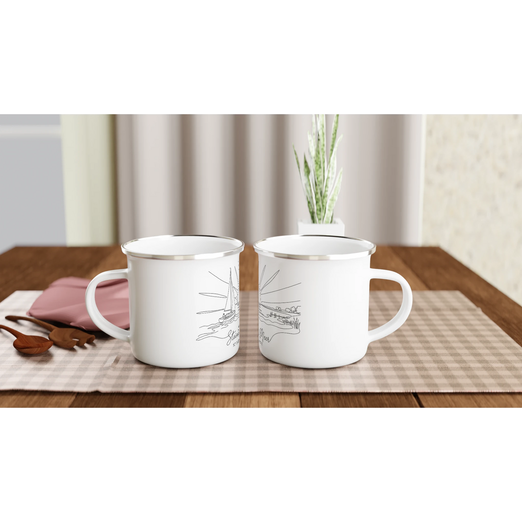 Weiße Emaille-Tasse, 350 ml