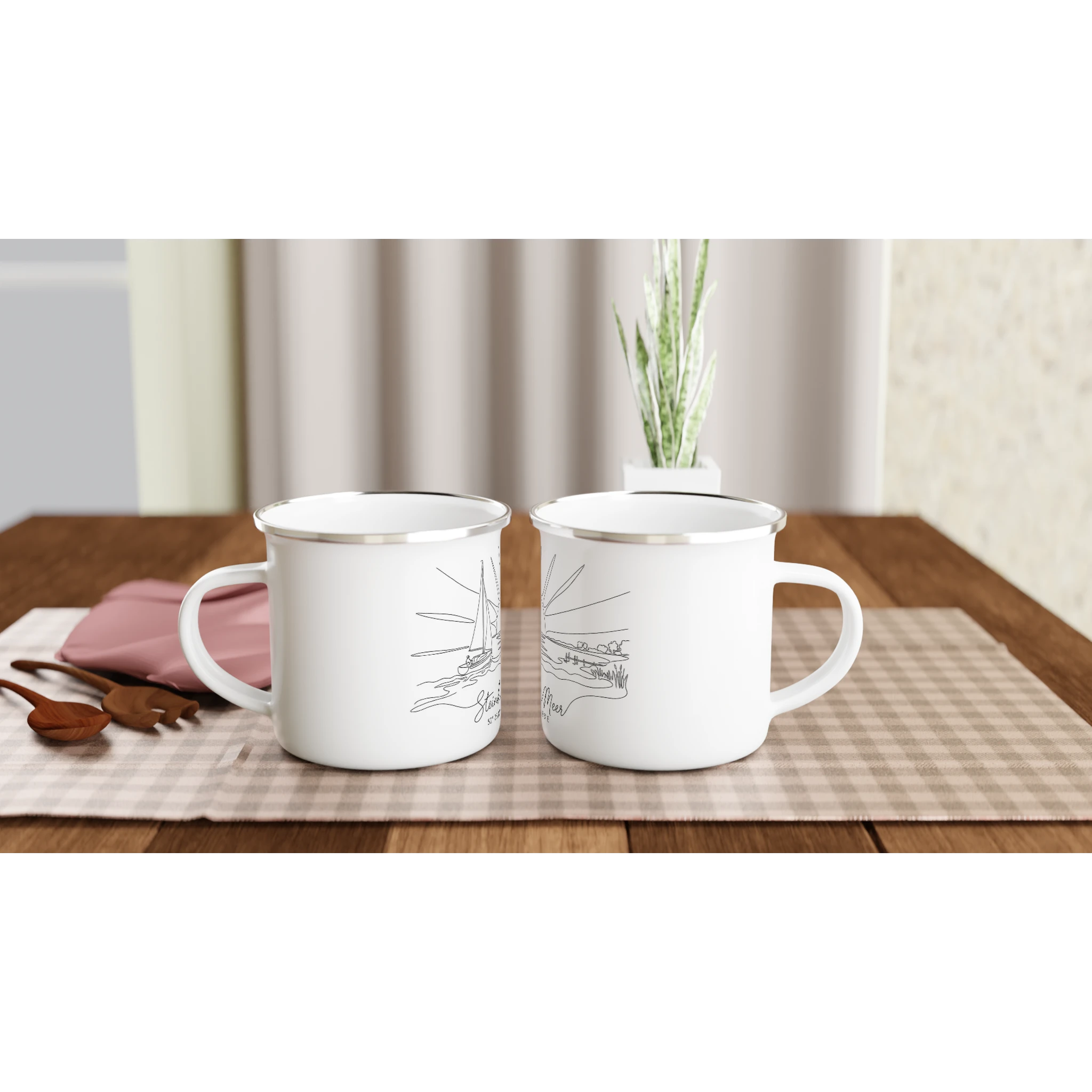 Weiße Emaille-Tasse, 350 ml