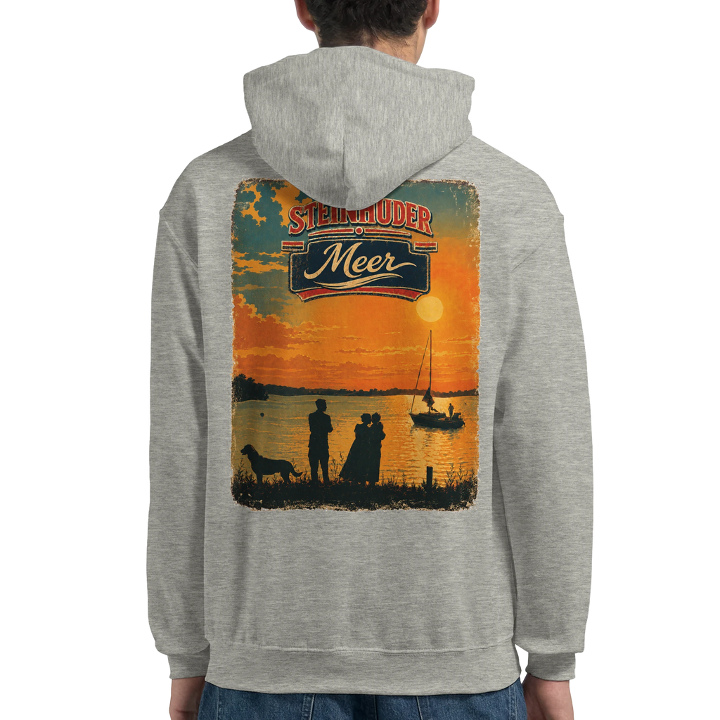 Hoodie in Weiß mit Motiv „Familie beim Sunset“