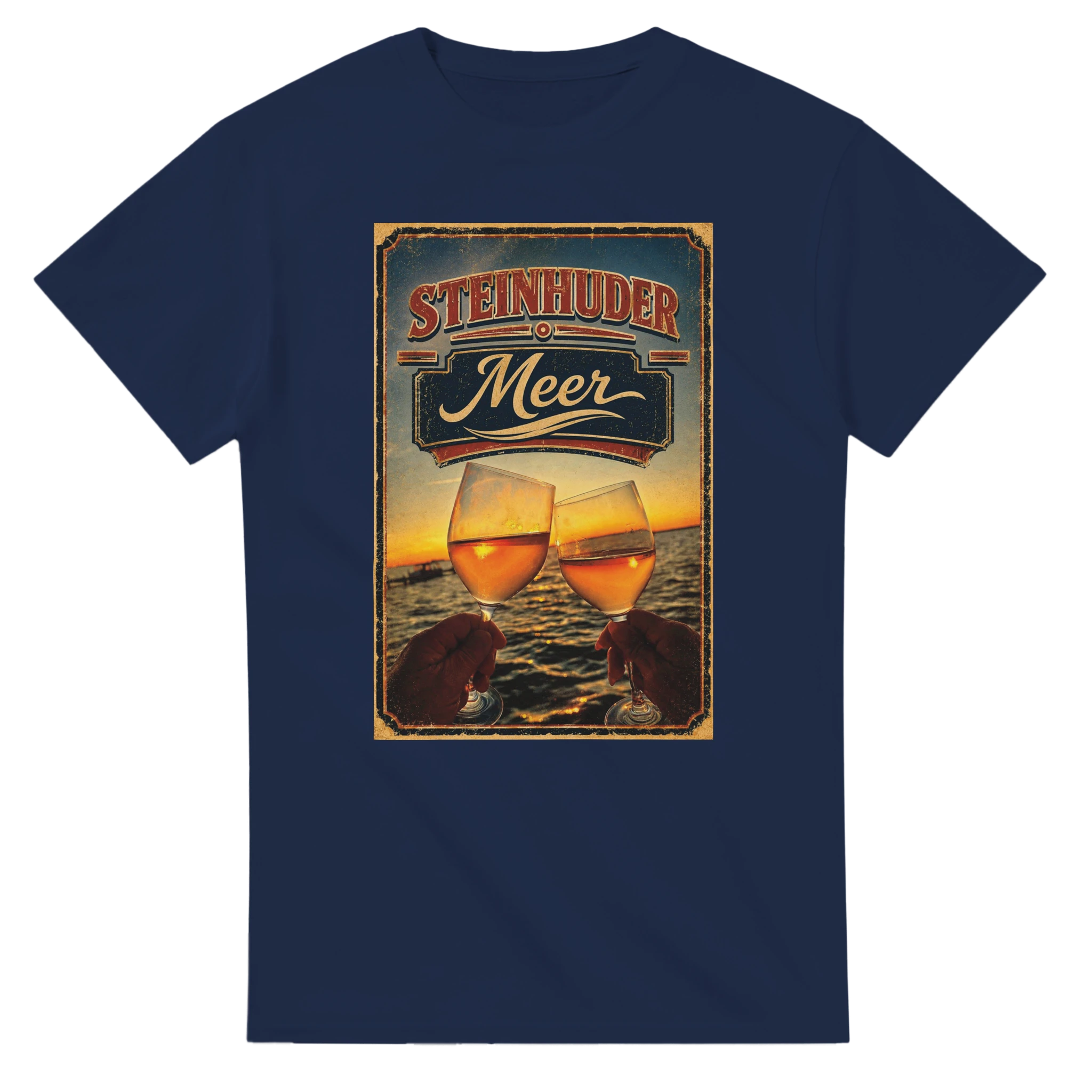 T-Shirt in Weiß mit Motiv „Stößchen bei Sunset“